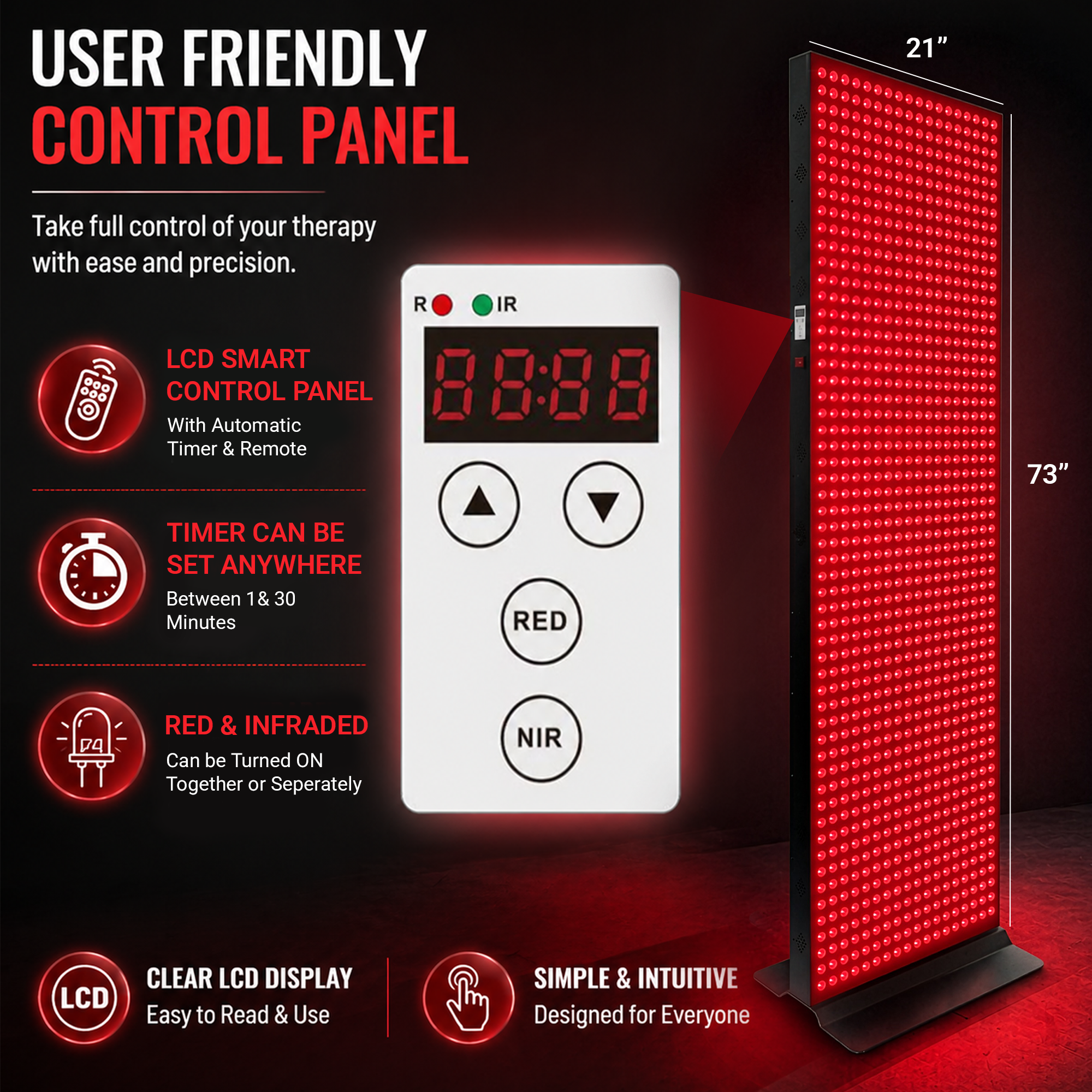 EXESAS 1008-LED Full-Body Red and Near-Infrared Light Panel