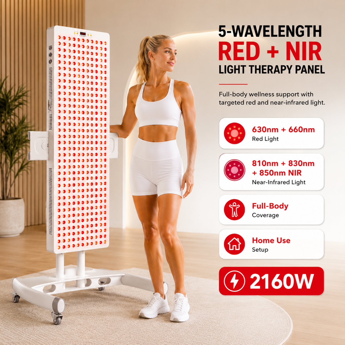 iReliev 2160W Full-Body Red Light & Near-Infrared Therapy Panel