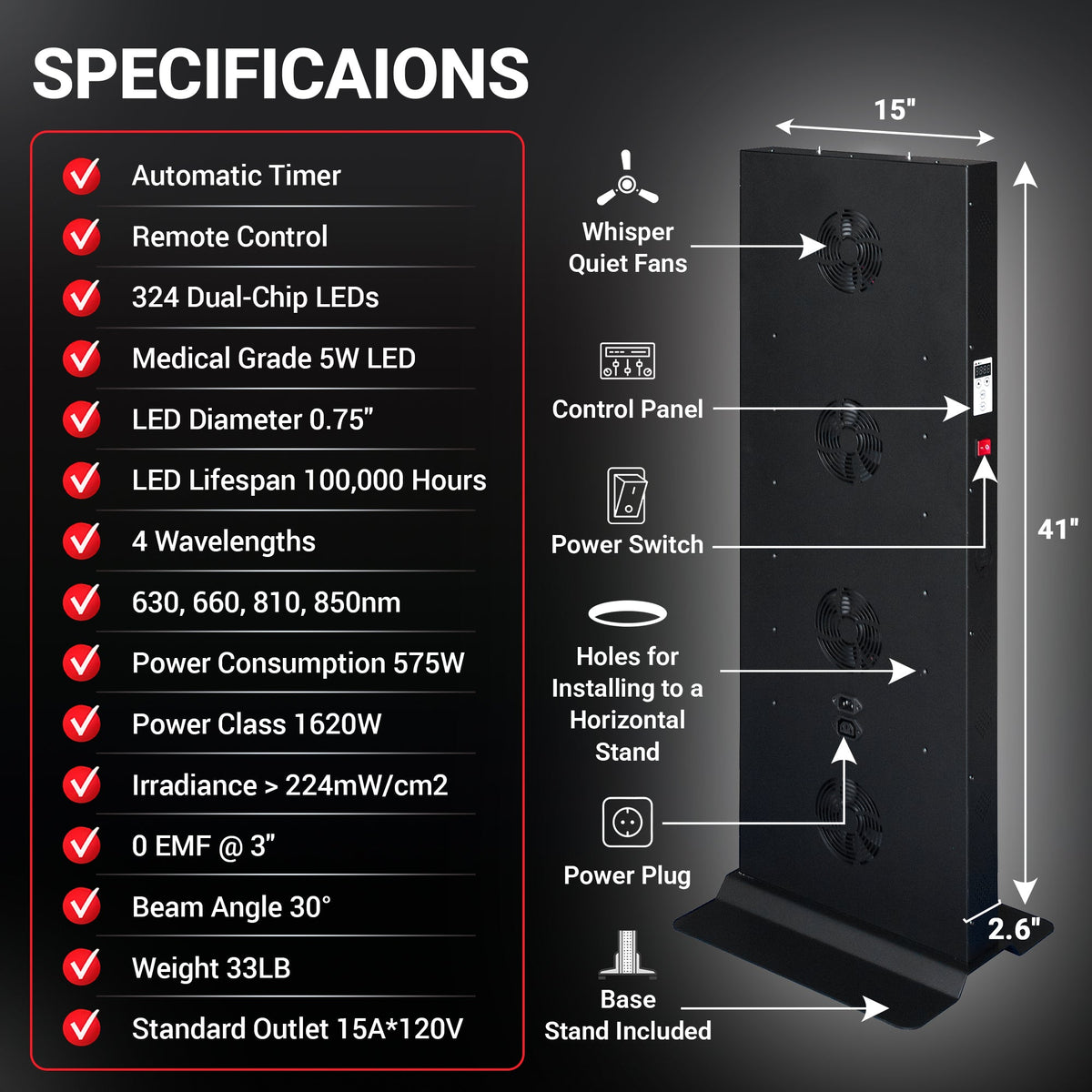EXESAS 324-LED Red and Near-Infrared Light Panel