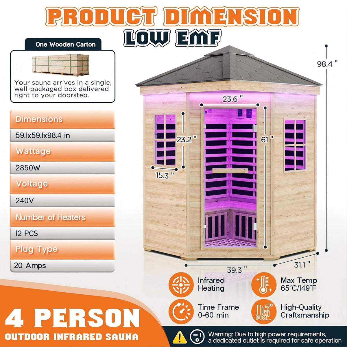 Thermora Monaco 4-Person Outdoor Infrared Sauna