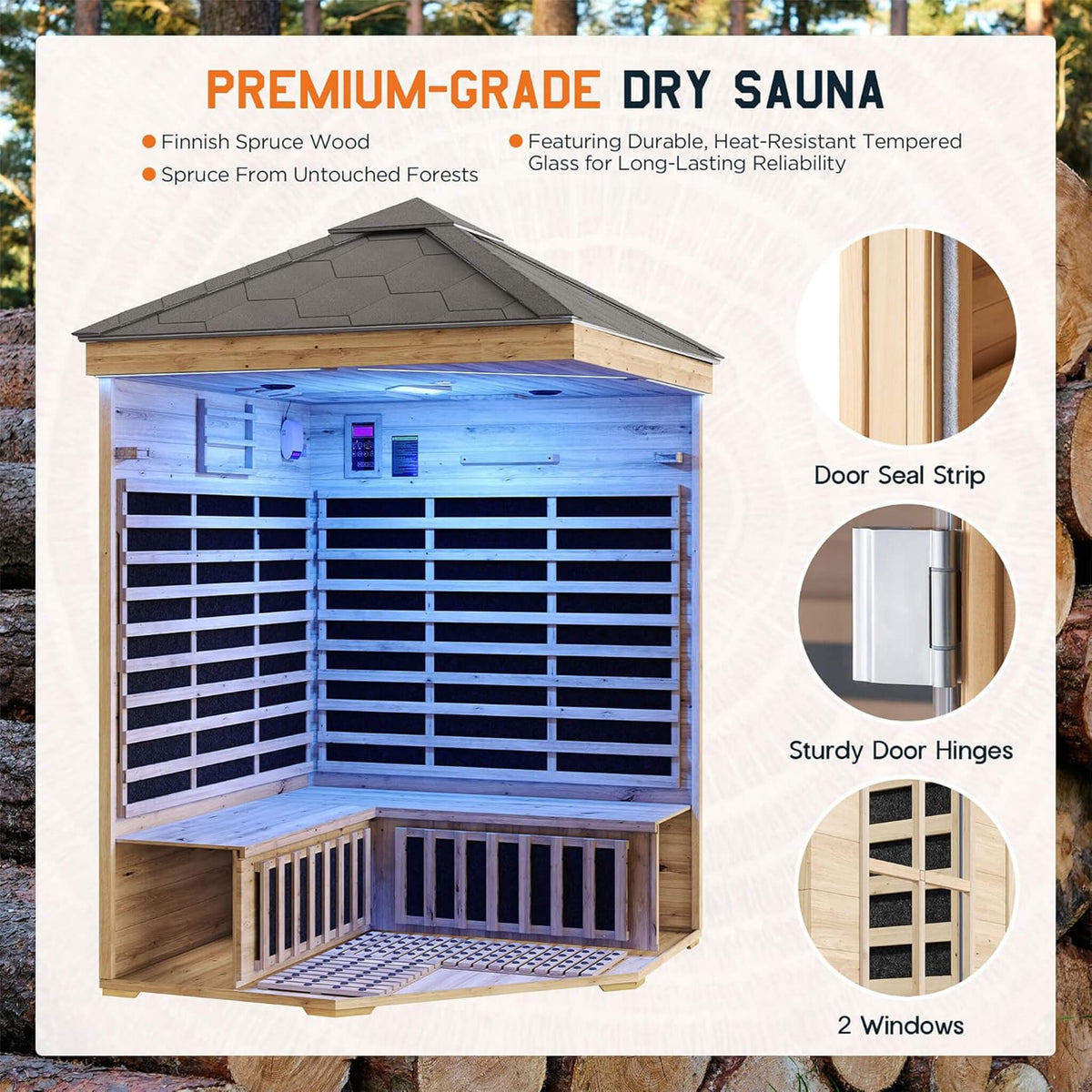 Thermora Monaco 4-Person Outdoor Infrared Sauna