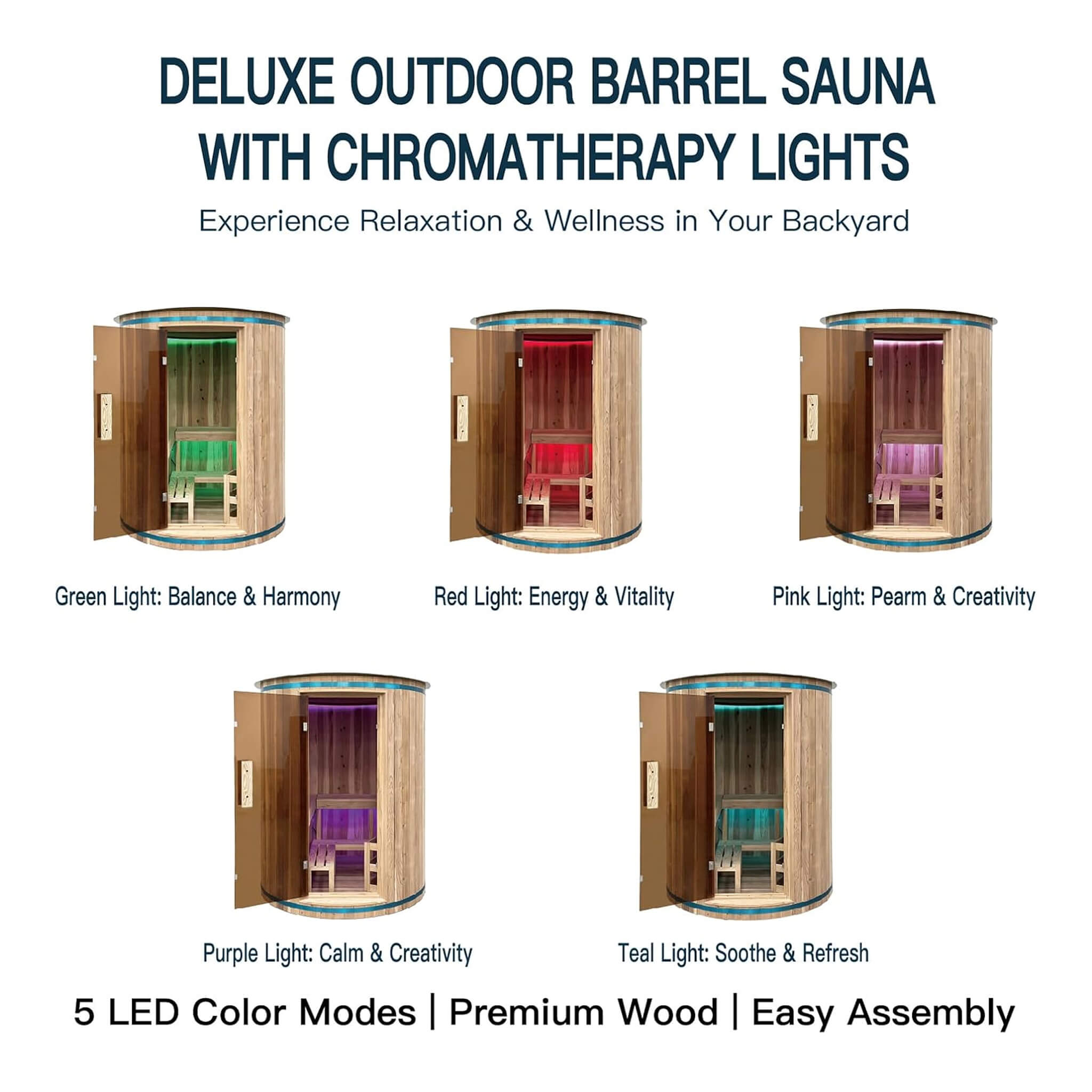 Thermora Barcelona 4-Person Vertical Barrel Sauna With 6 kW Heater