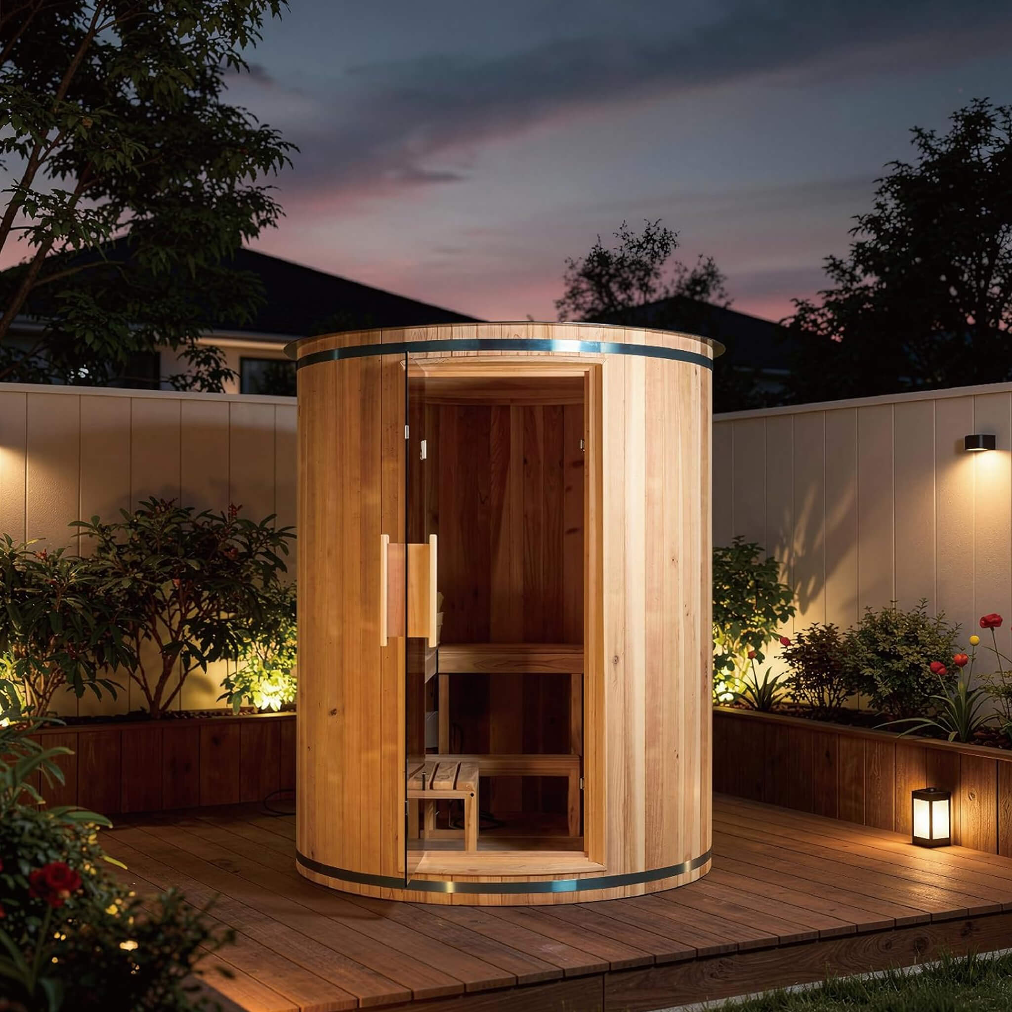 Thermora Barcelona 4-Person Vertical Barrel Sauna With 6 kW Heater