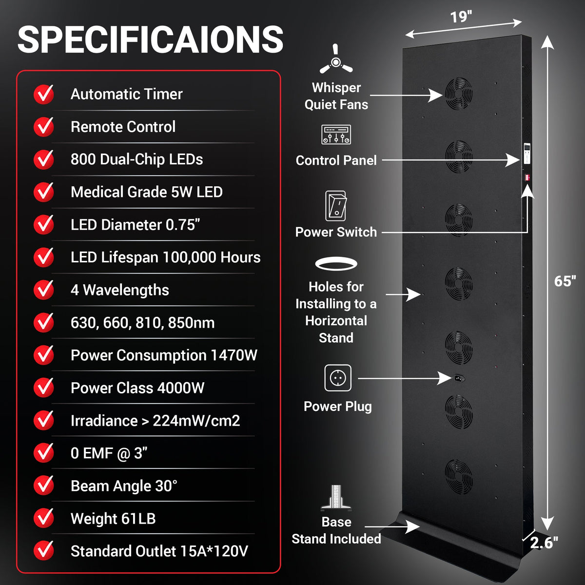 EXESAS 800-LED Full-Body Red and Near-Infrared Light Panel