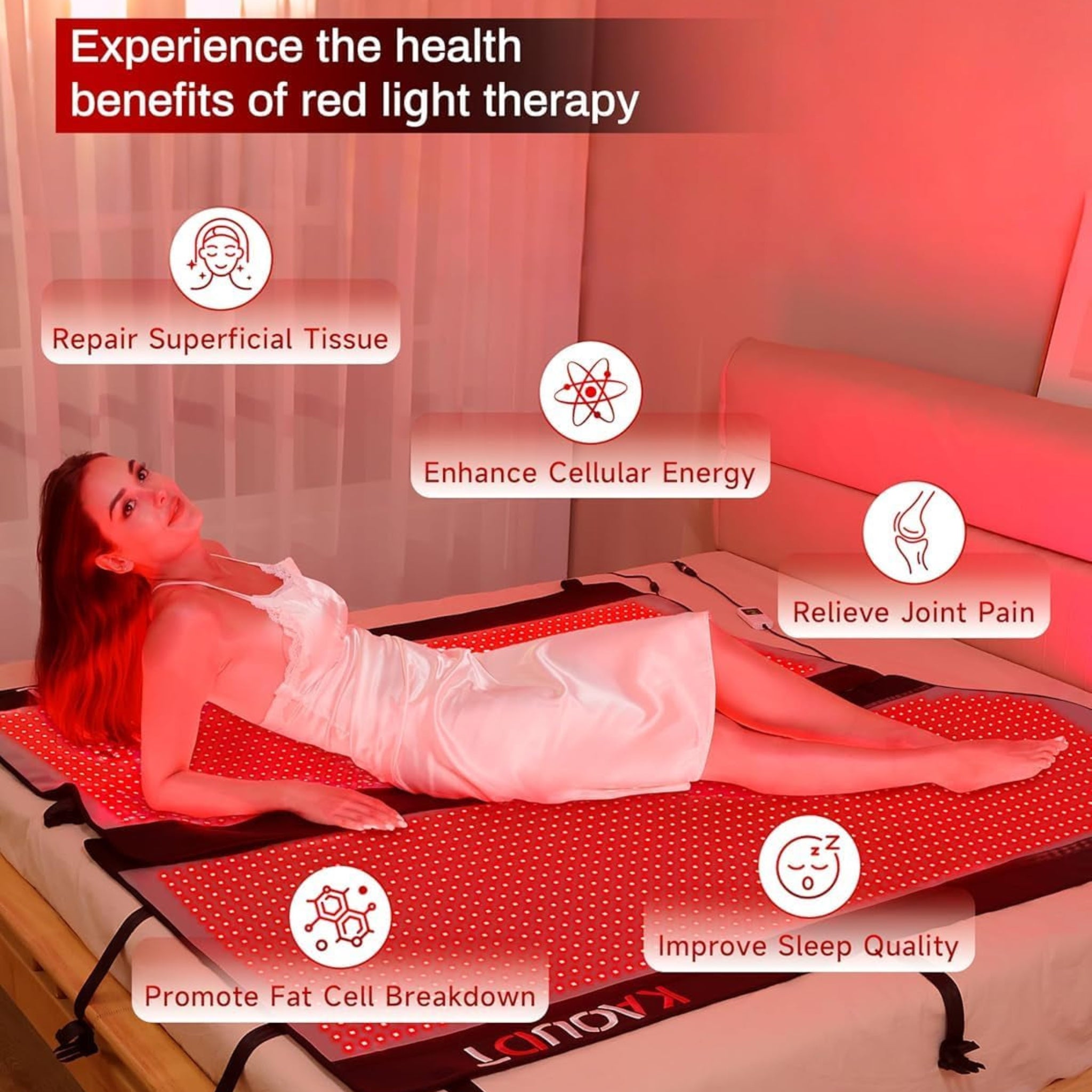 71''X 33'' Red Light Therapy Mat for Full Body Pain Relief, FSA&HSA Eligible Infrared Light Therapy Blanket for Home Use