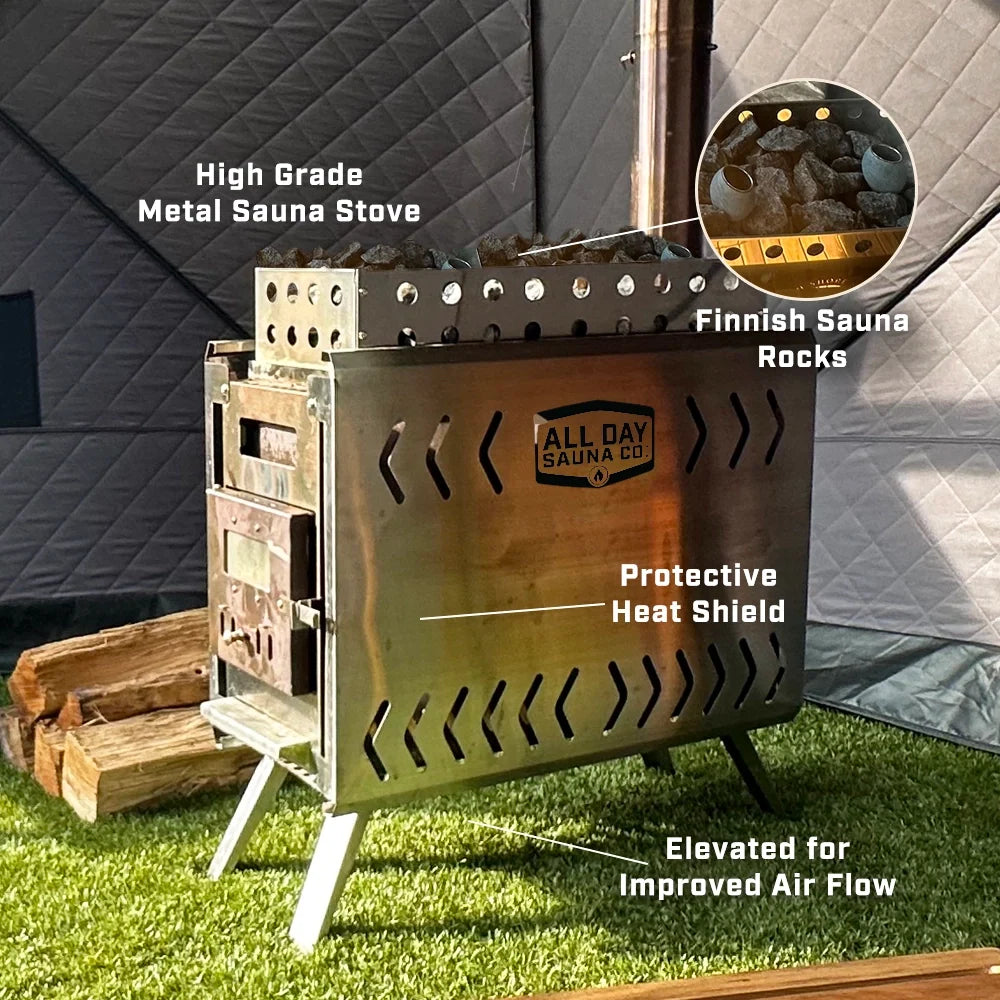 All Day Saunas Deluxe Outdoor Sauna Package – 6-Person Wood-Fired Sauna