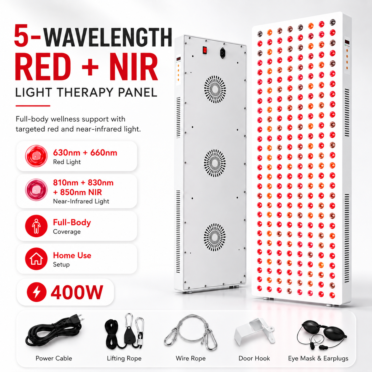 iReliev 1500W Full-Body Red and Near-Infrared Light Panel