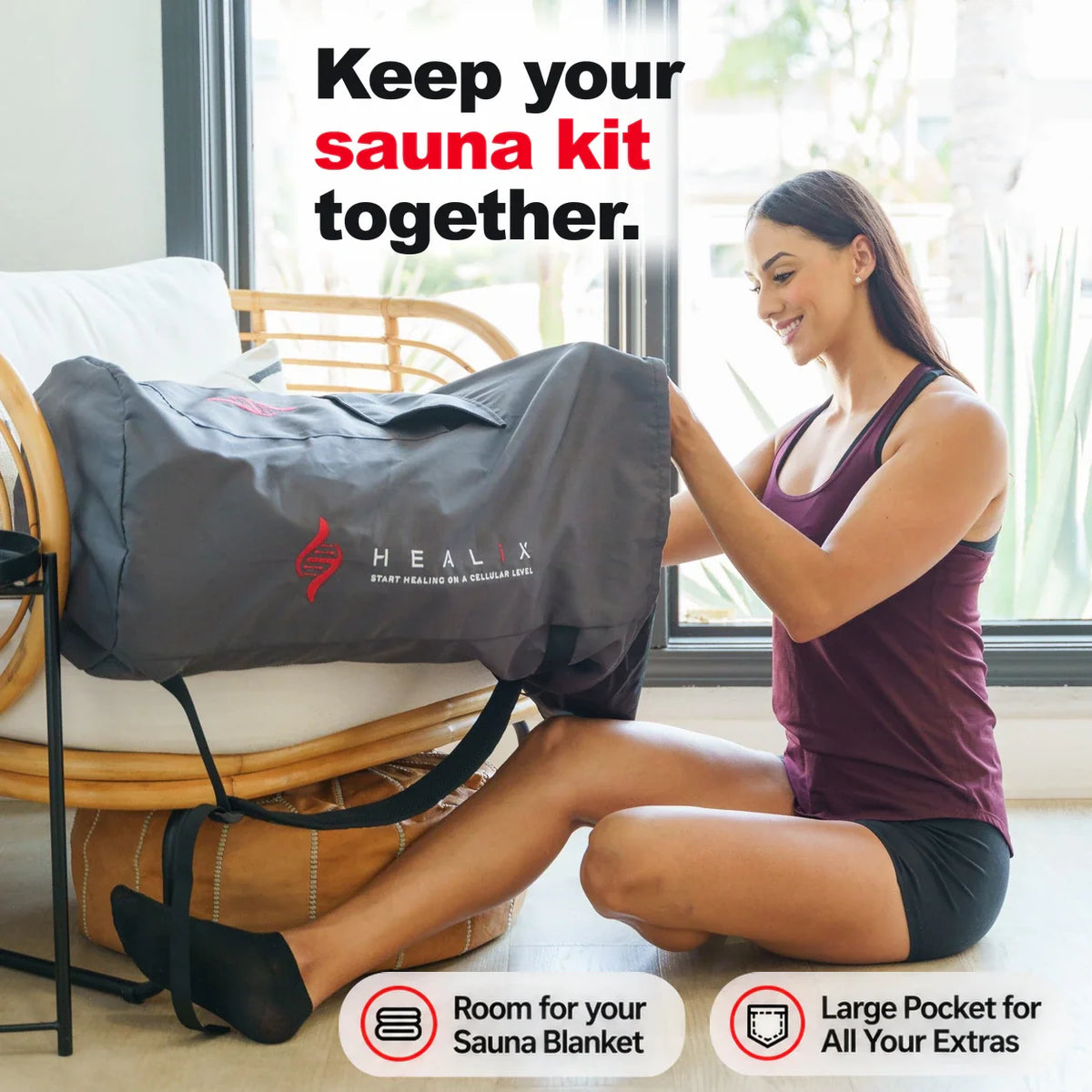 HEALiX Stash – Premium Infrared Sauna Blanket Backpack & Storage Bag