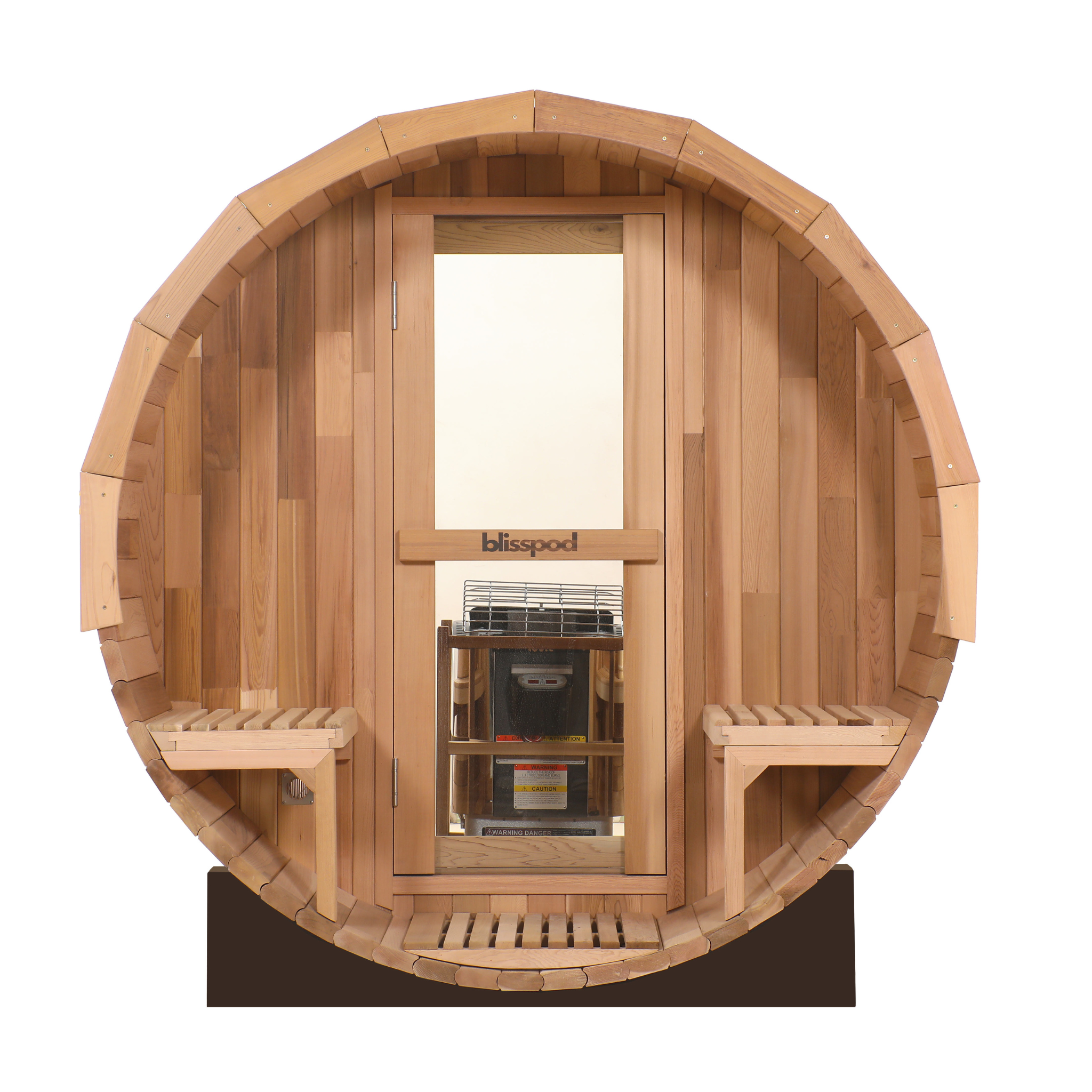 Outdoor Barrel Sauna - Prague Series (Cedar + Panoramic Glass Back)