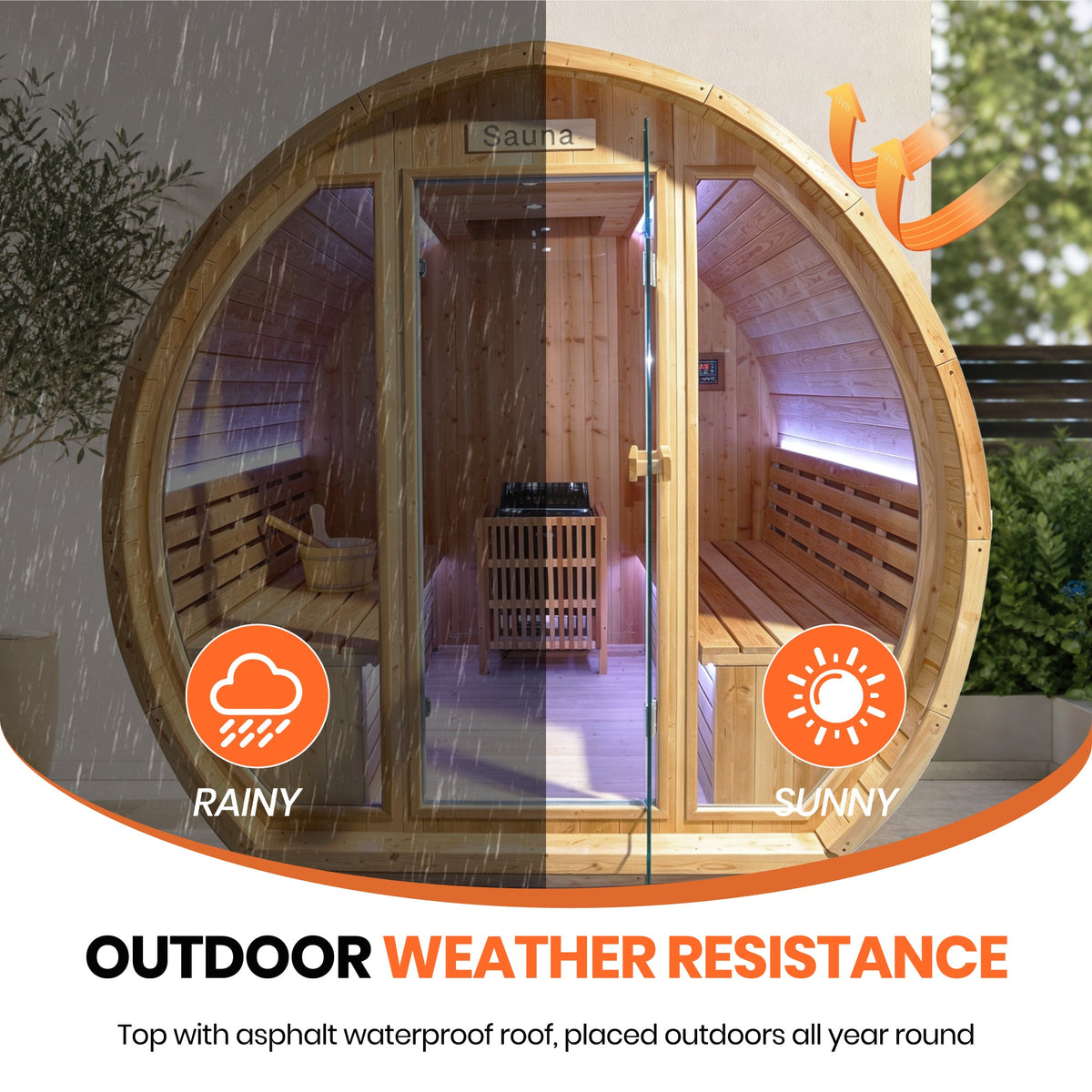 Finnish Carbonized Spruce Outdoor Sauna Barrel