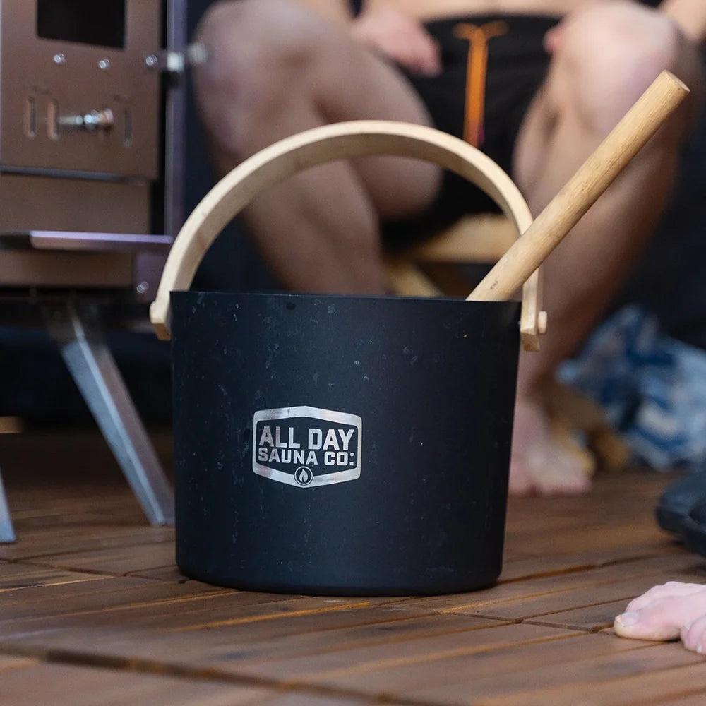 Sauna Premium Metal & Wood Water Bucket & Ladle