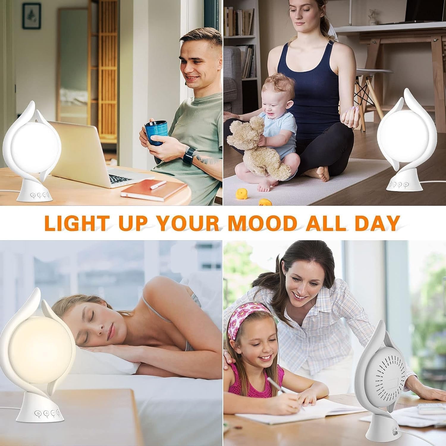 Light Therapy Lamp 10000 Lux, Uv-Free Therapy Light with 5 Brightness, 3 Color Temperature, 4 Timer, Memory Function, Full Spectrum, Bright Seasonal Sun Light Lamp for Bedroom, Office