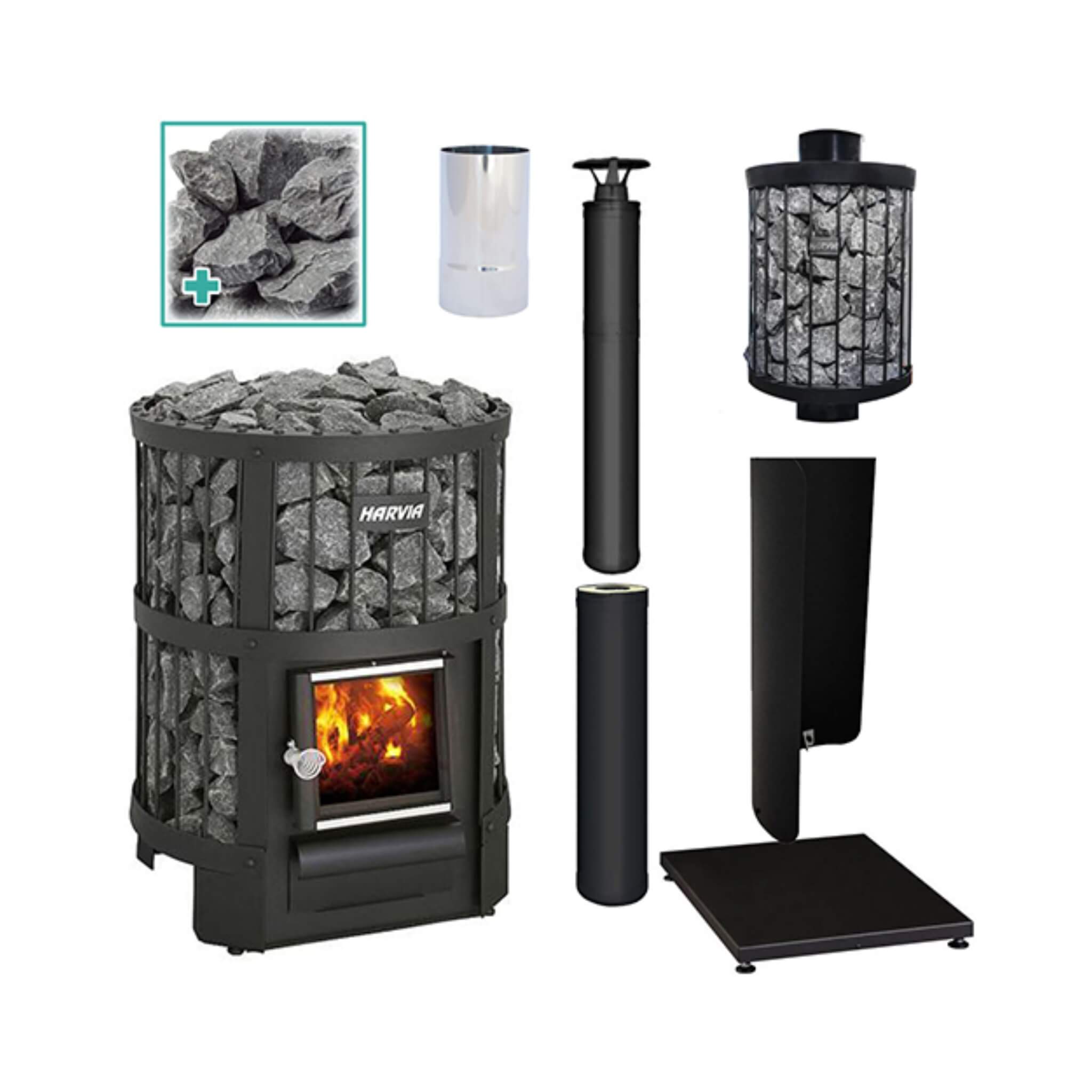 Harvia Legend 150 BK 16 kW Wood-Burning Sauna Stove Package