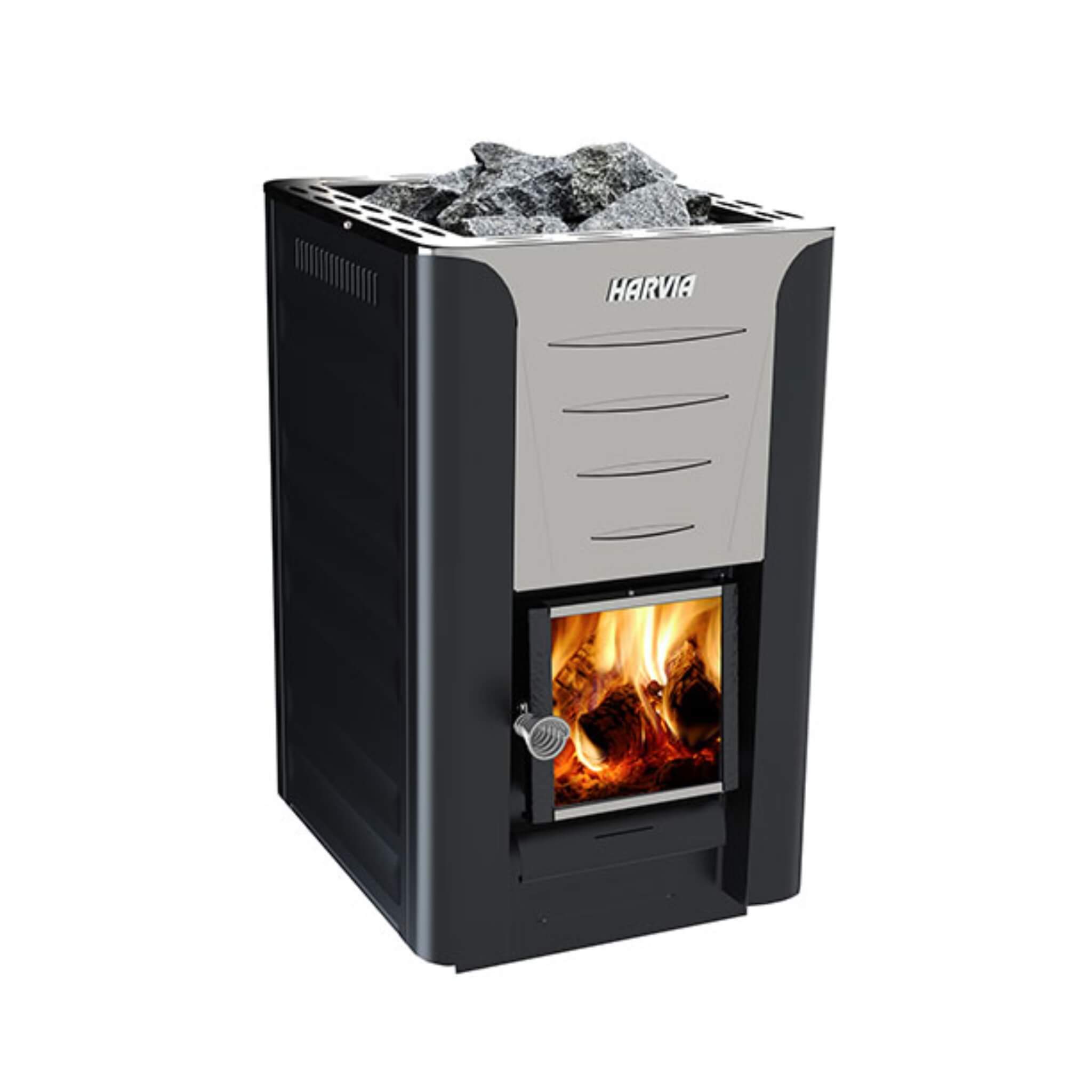 Harvia Pro 20 WH 24kW Wood-Burning Sauna Stove Package | Made in Finland with 22L Water Heater, Olivine Diabase Stones & CE-Marked Chimney Kit