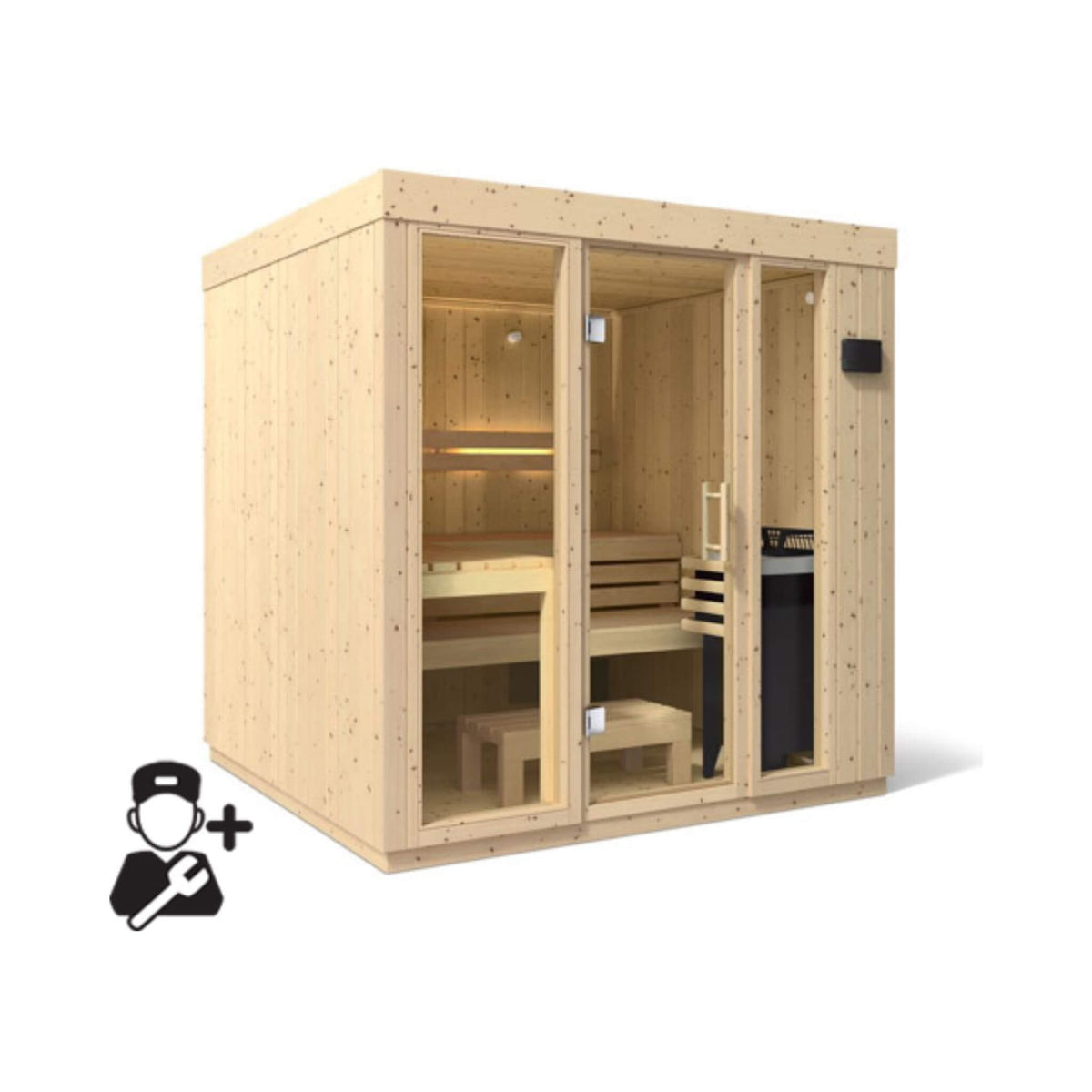 Kohler C1 Indoor Scandinavian Spruce Sauna Kit