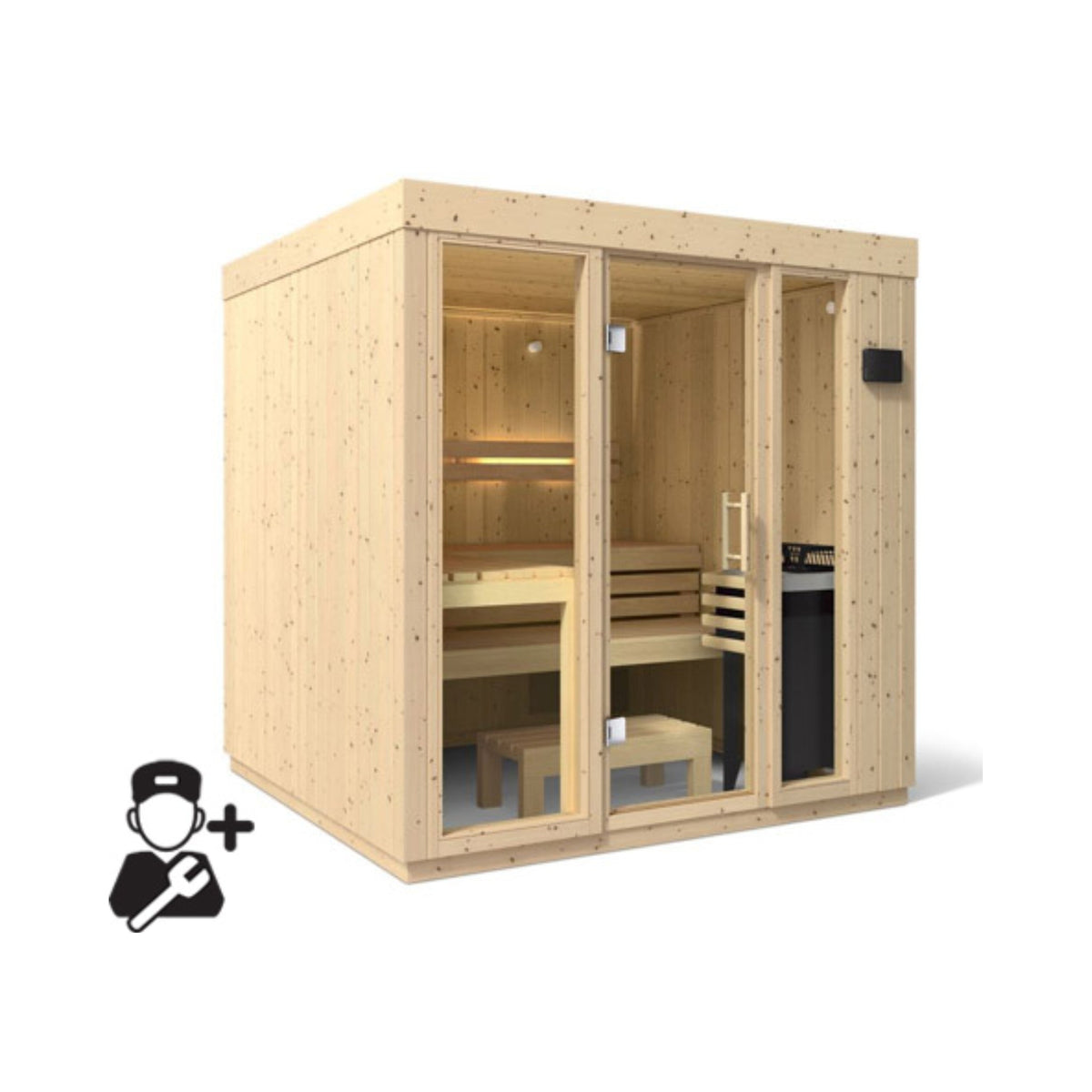 Kohler C1 Indoor Scandinavian Spruce Sauna Kit