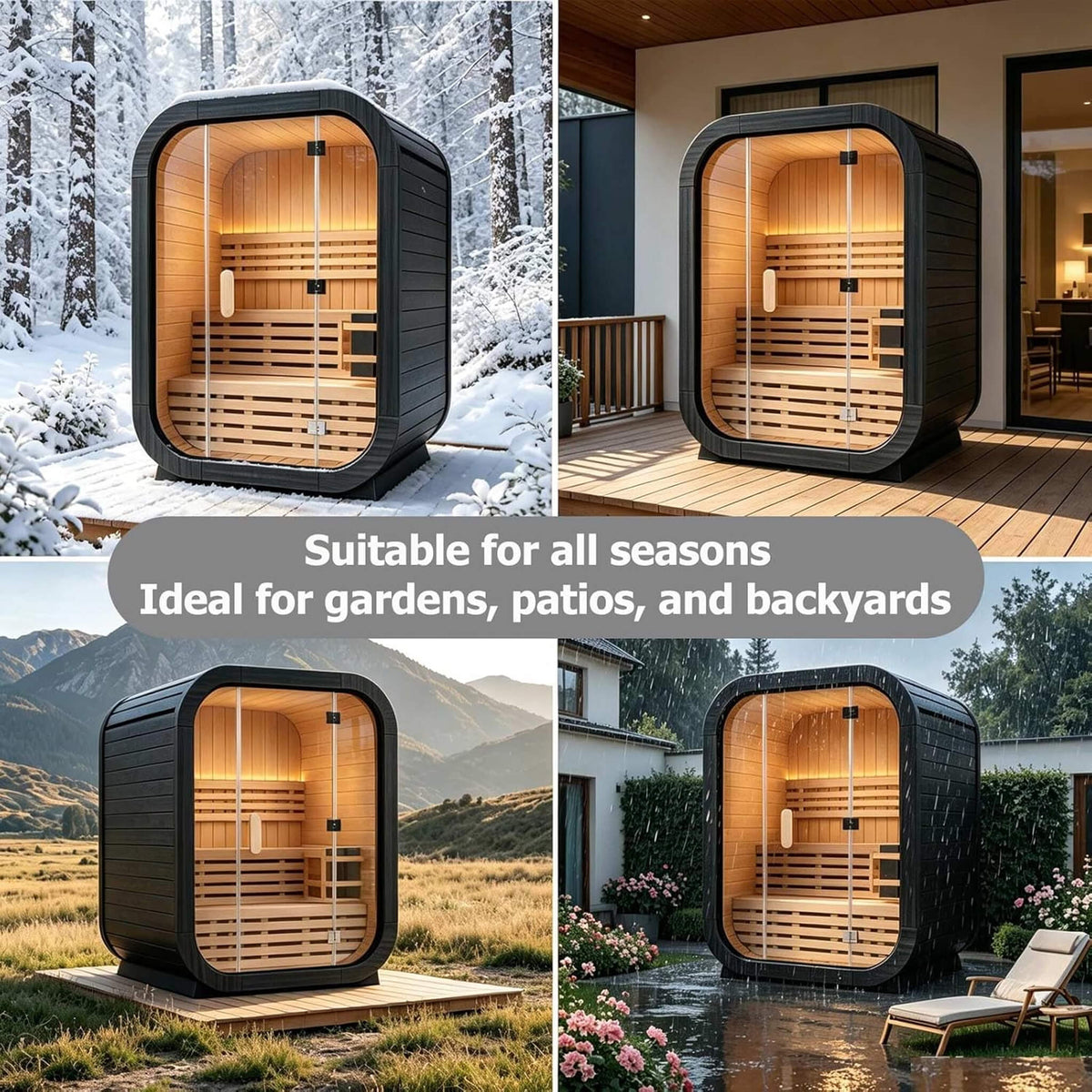 Thermora Lund 2-Person Outdoor Cube Sauna With 4.5 kW Heater