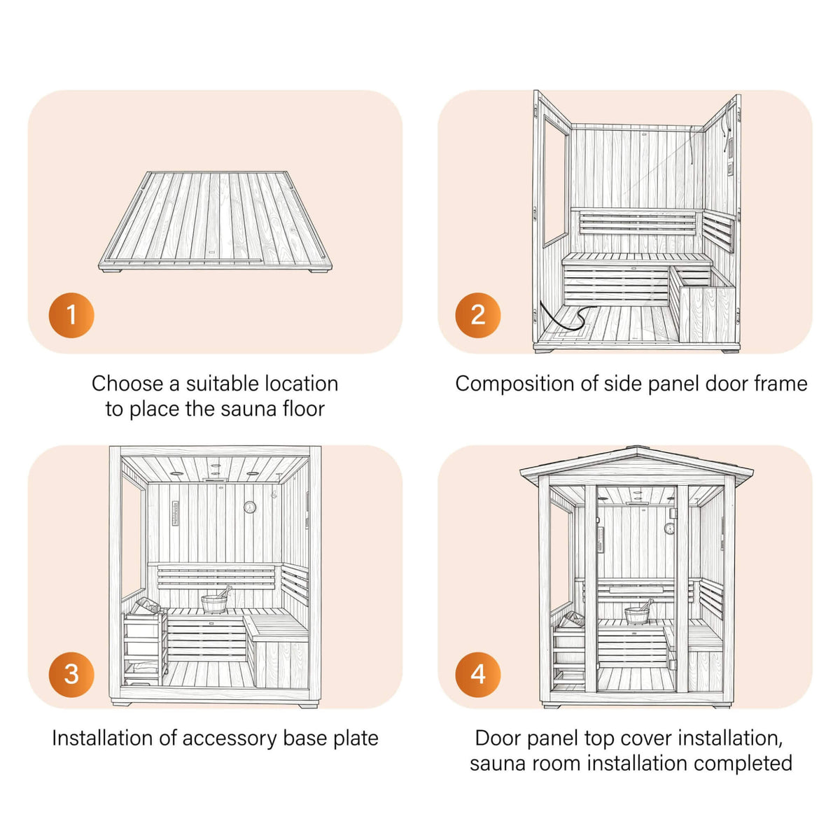 4-Person Outdoor Traditional Steam Sauna – 6 kW Electric Heater & Japanese Wood Construction