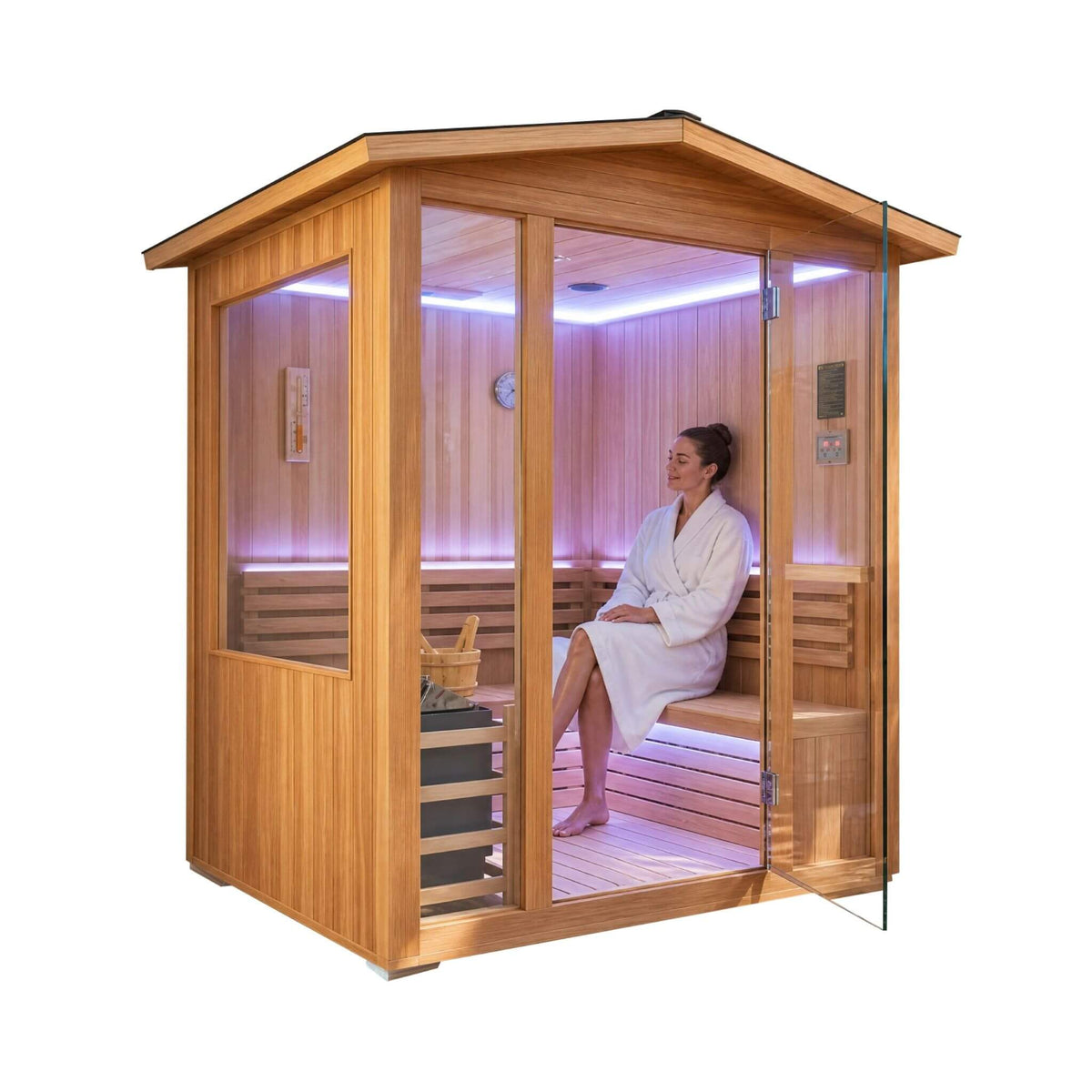 4-Person Outdoor Traditional Steam Sauna – 6 kW Electric Heater & Japanese Wood Construction