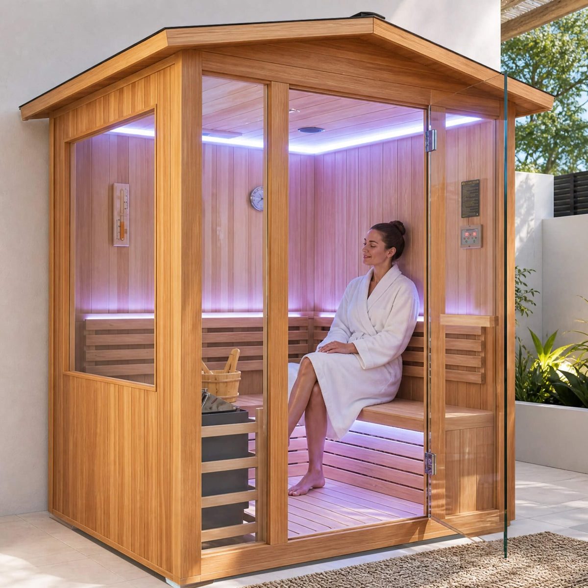 4-Person Outdoor Traditional Steam Sauna – 6 kW Electric Heater & Japanese Wood Construction
