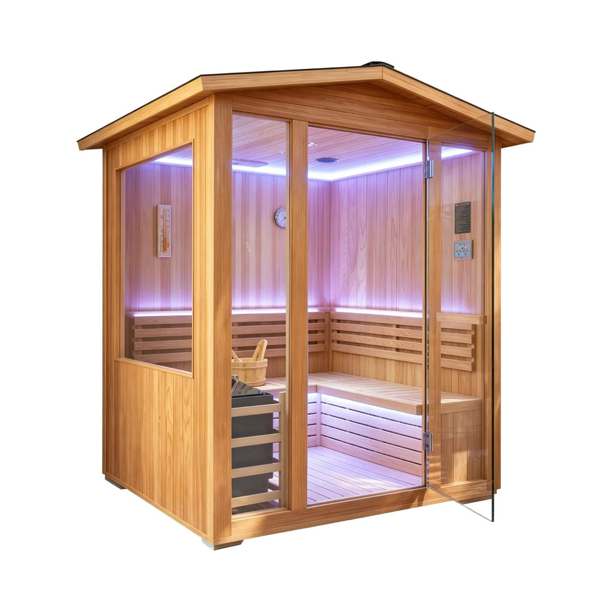 4-Person Outdoor Traditional Steam Sauna – 6 kW Electric Heater & Japanese Wood Construction