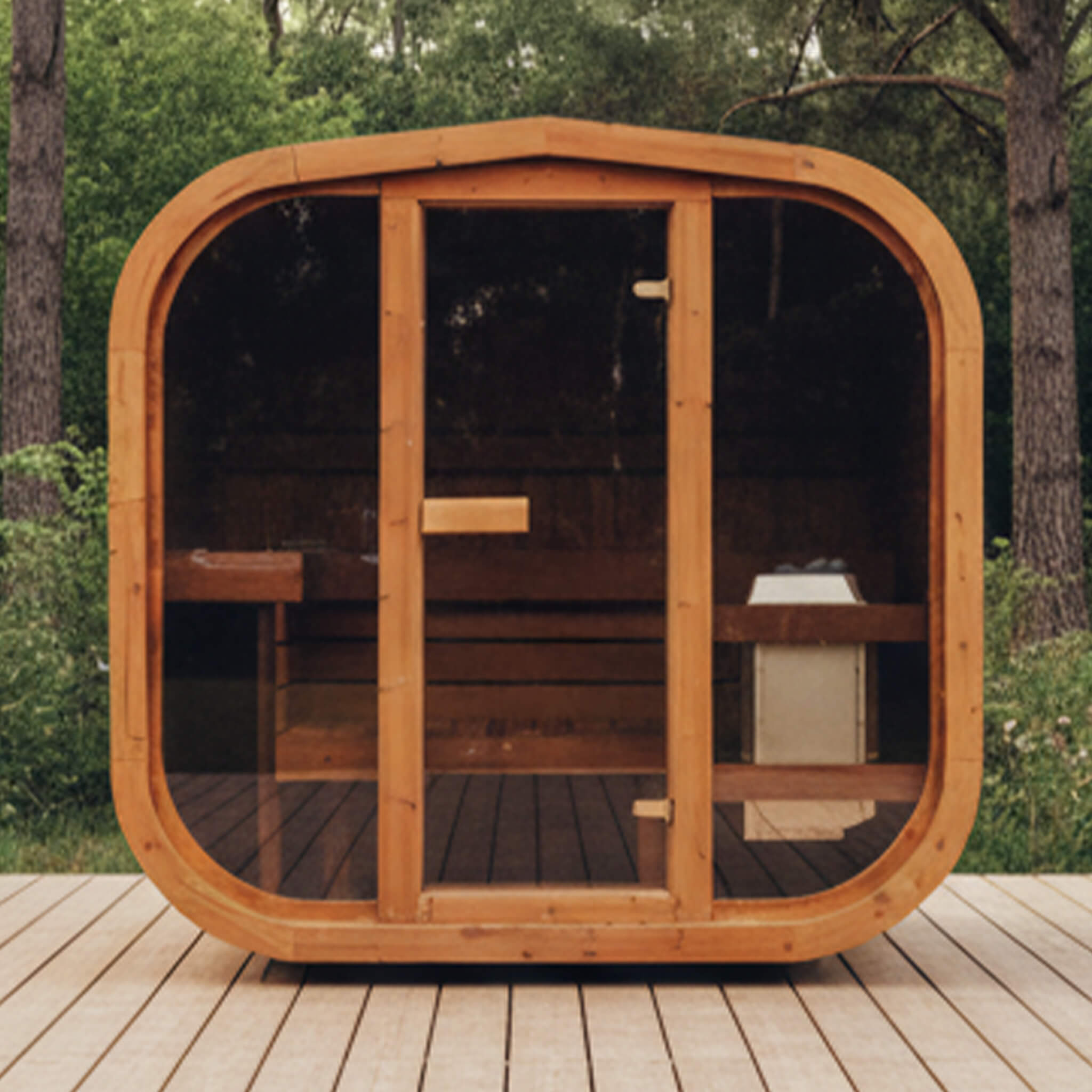 Premium 3-Person Outdoor Scandinavian ThermoWood Cube Sauna Kit