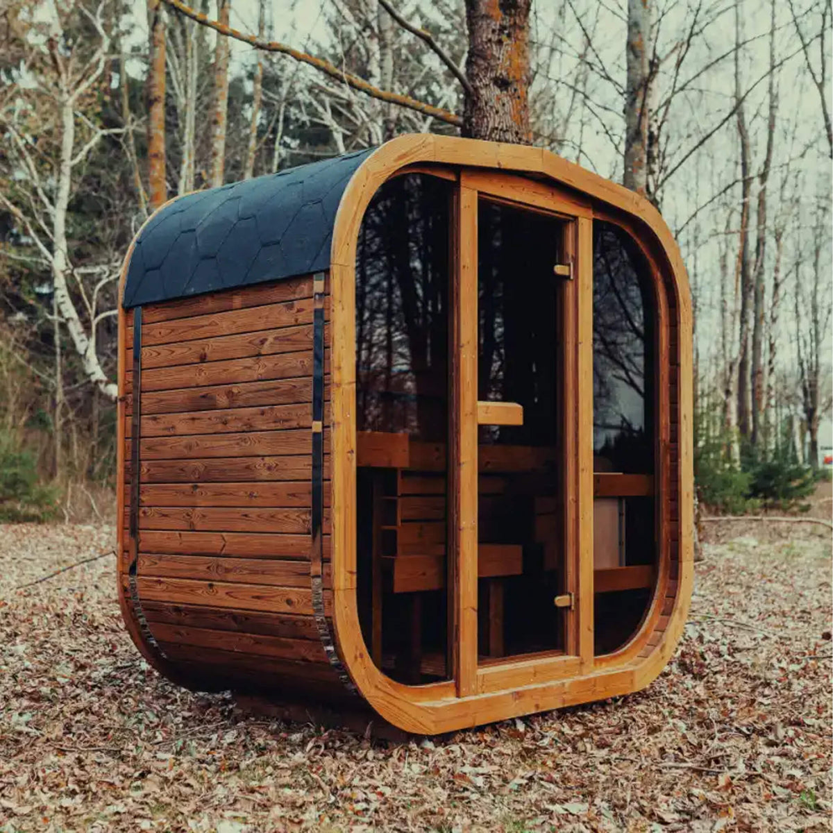 Premium 3-Person Outdoor Scandinavian ThermoWood Cube Sauna Kit