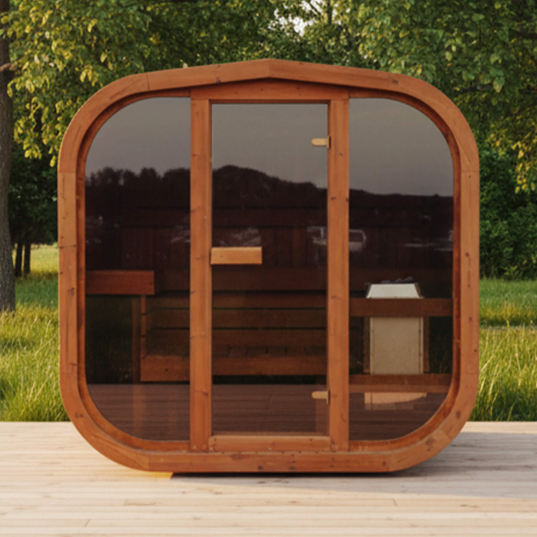 Premium 4-Person Outdoor Scandinavian ThermoWood Cube Sauna Kit