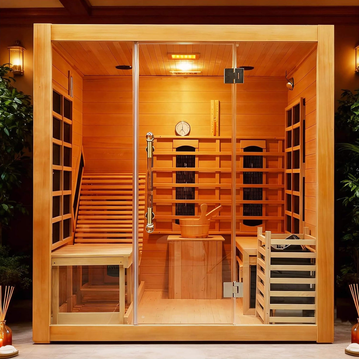 Rövia Oasis 3-Person Hybrid Sauna With Lounge Chair