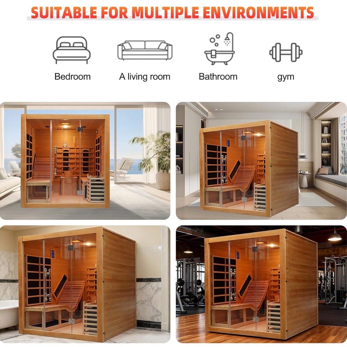 Rövia Oasis 3-Person Hybrid Sauna With Lounge Chair