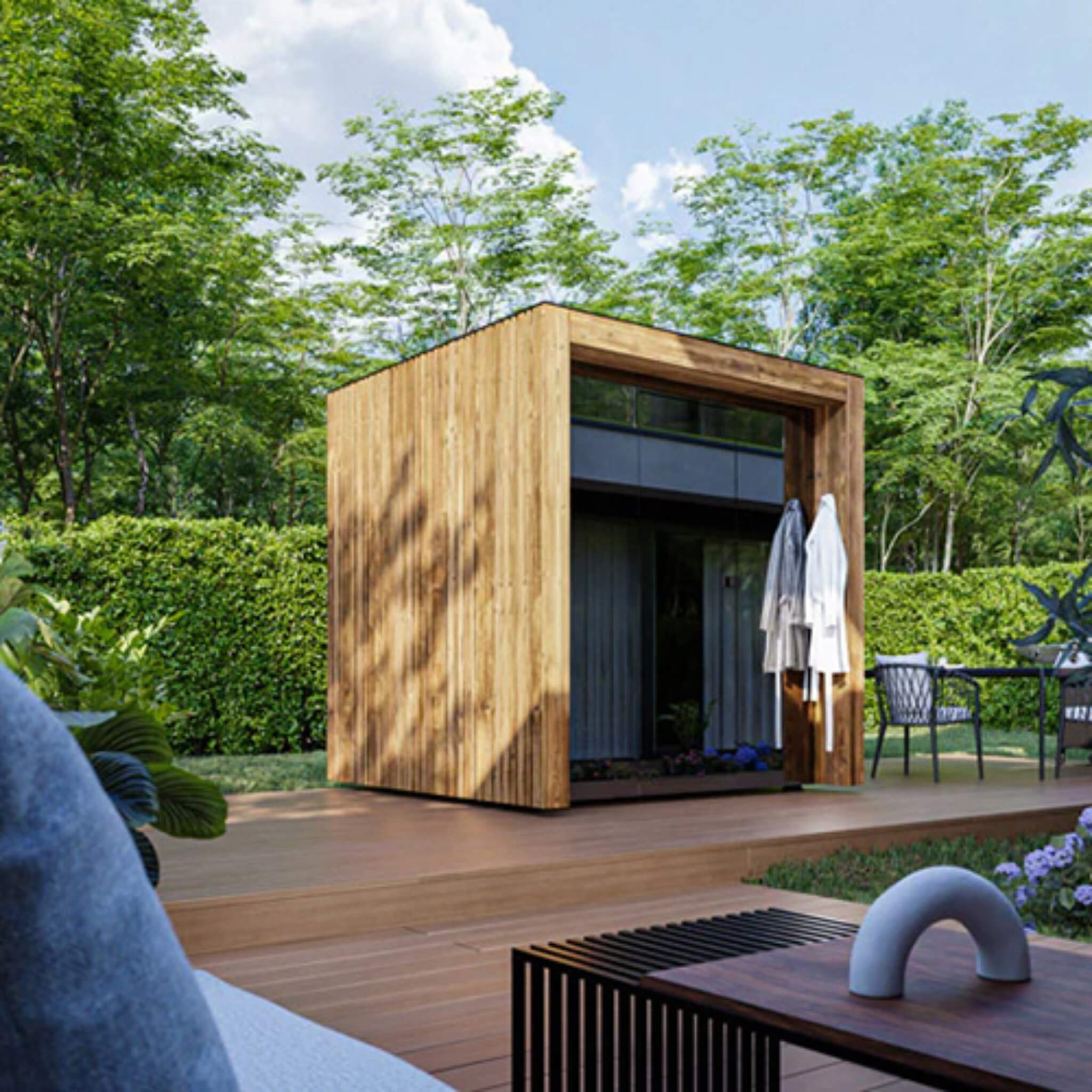 ThermaSol Fortis Outdoor Sauna Cabin - 4-person Architectural Sauna