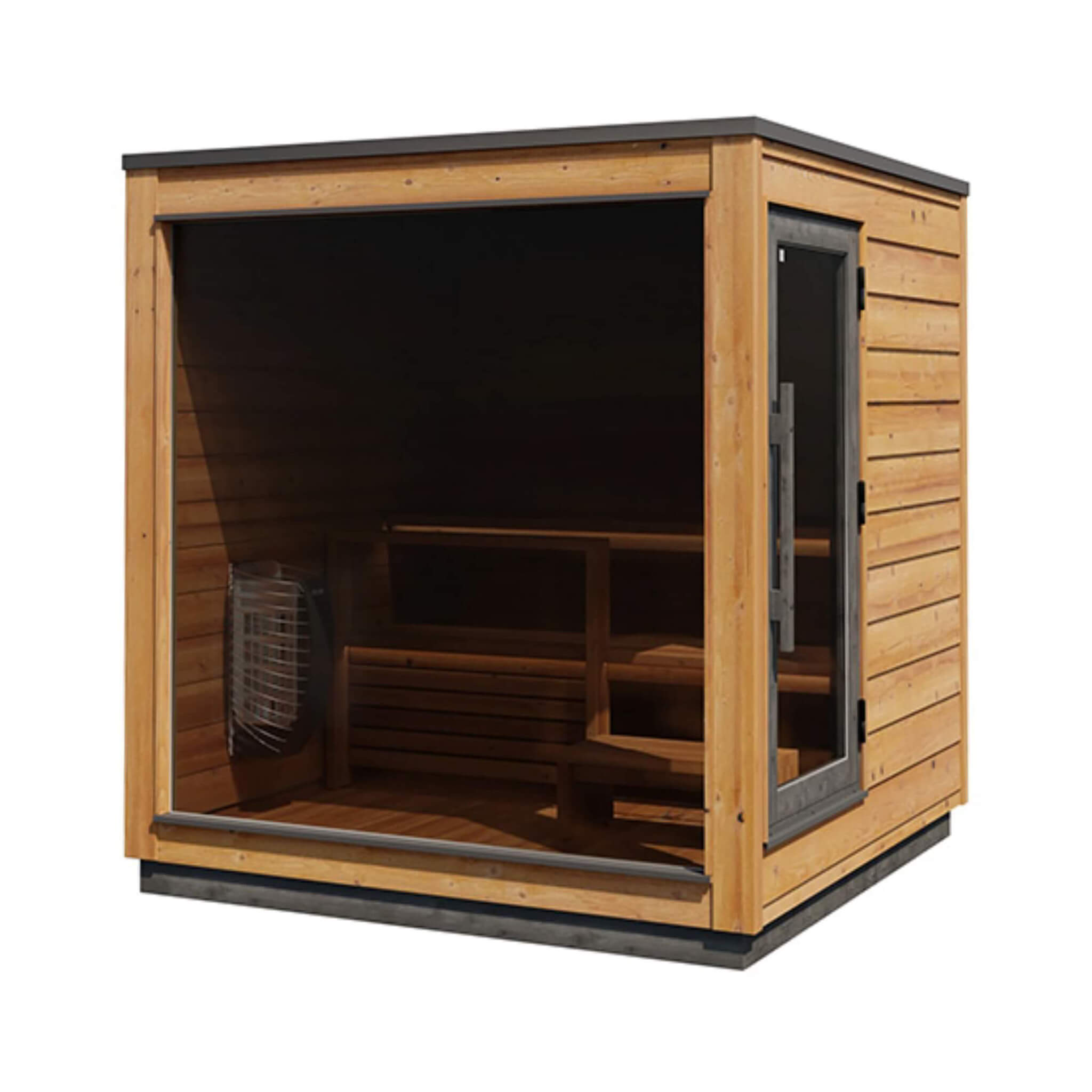 ThermaSol Nordic Dawn Outdoor Sauna Cabin - 4-Person Glass Front Sauna