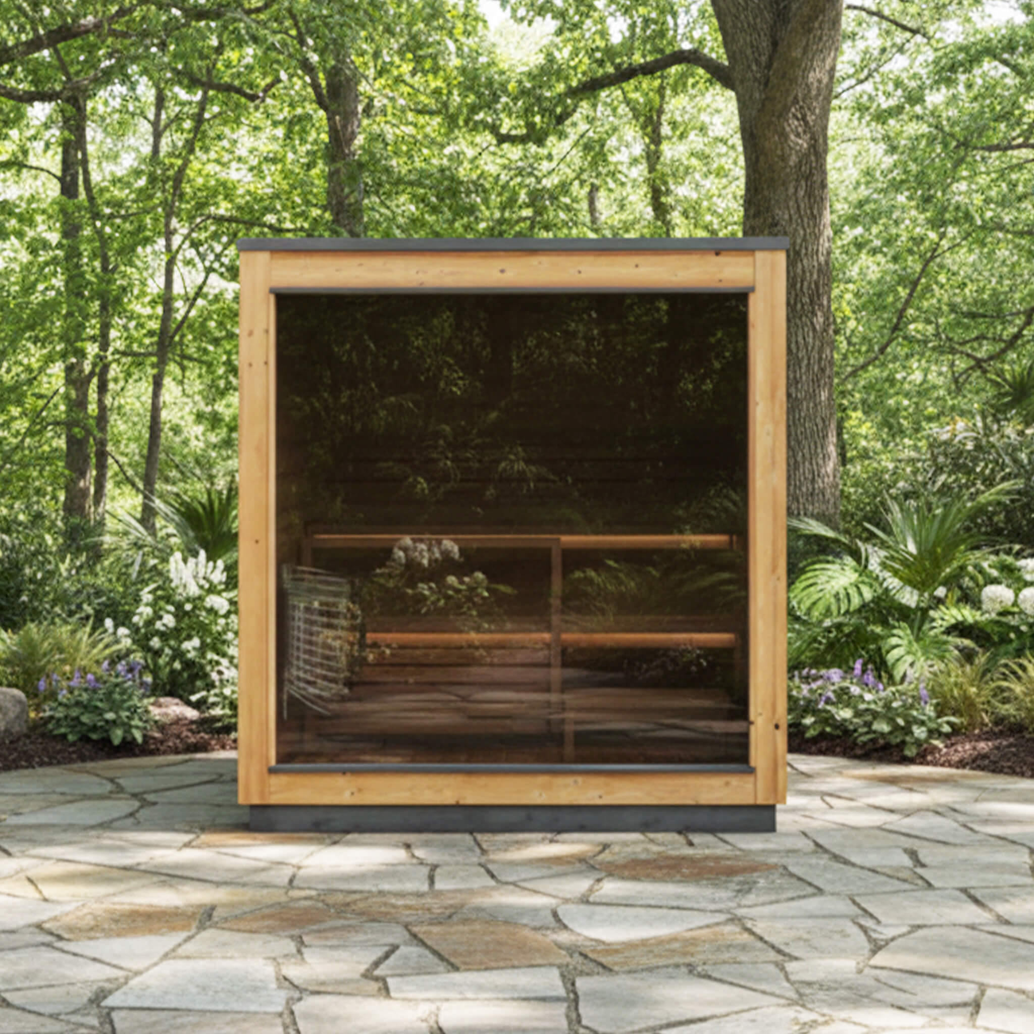 ThermaSol Nordic Dawn Outdoor Sauna Cabin - 4-Person Glass Front Sauna
