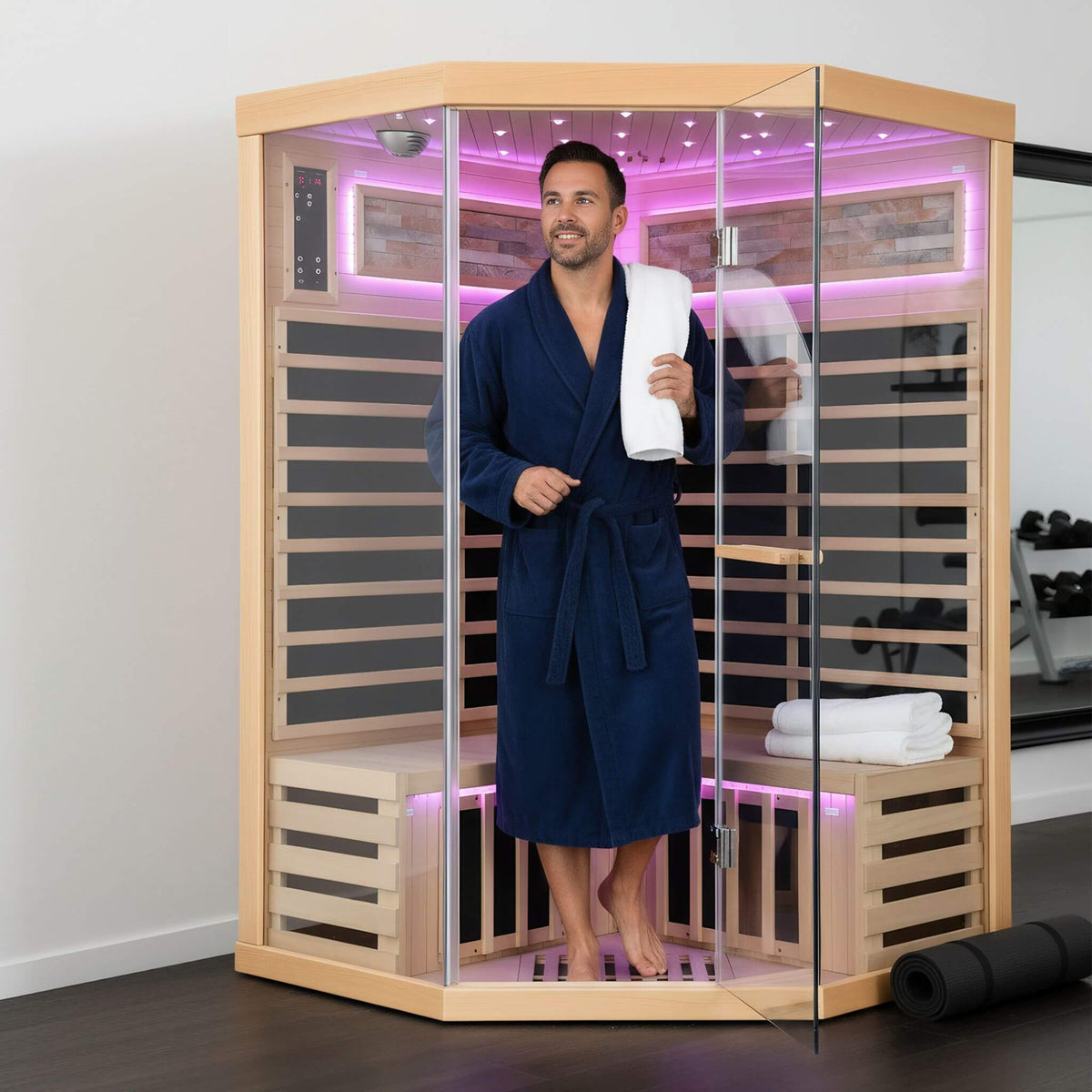 Thermora Premium 2-Person Infrared Sauna – Canadian Hemlock with Glass Front