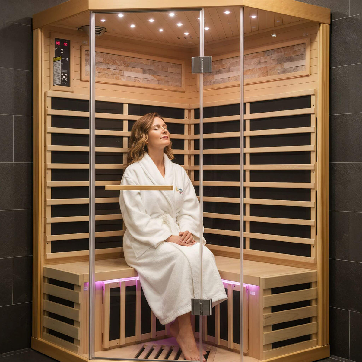 Thermora Premium 2-Person Infrared Sauna – Canadian Hemlock with Glass Front