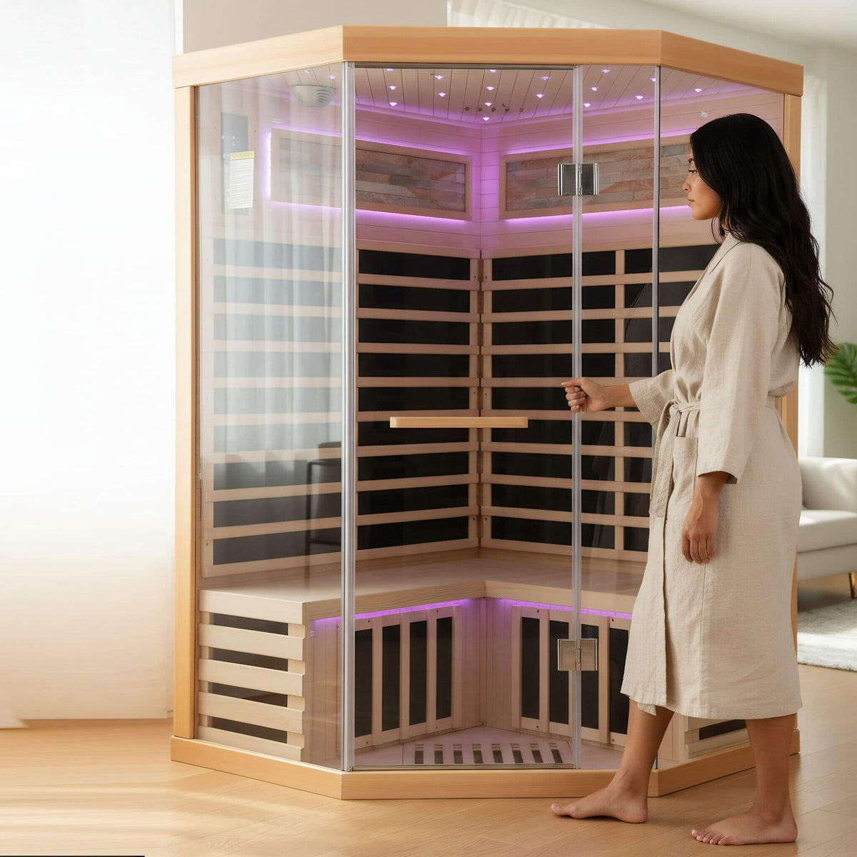 Thermora Premium 2-Person Infrared Sauna – Canadian Hemlock with Glass Front