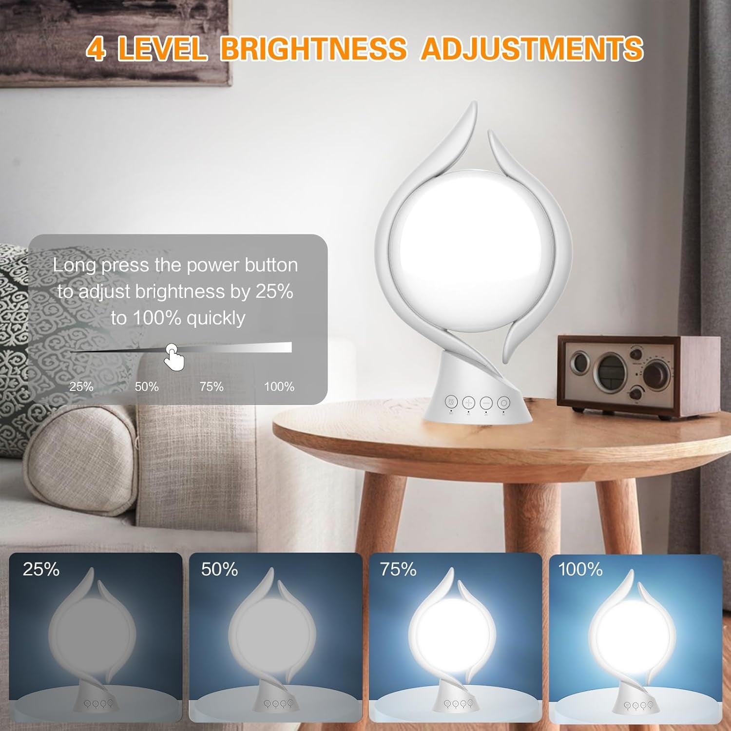 Light Therapy Lamp 10000 Lux, Uv-Free Therapy Light with 5 Brightness, 3 Color Temperature, 4 Timer, Memory Function, Full Spectrum, Bright Seasonal Sun Light Lamp for Bedroom, Office