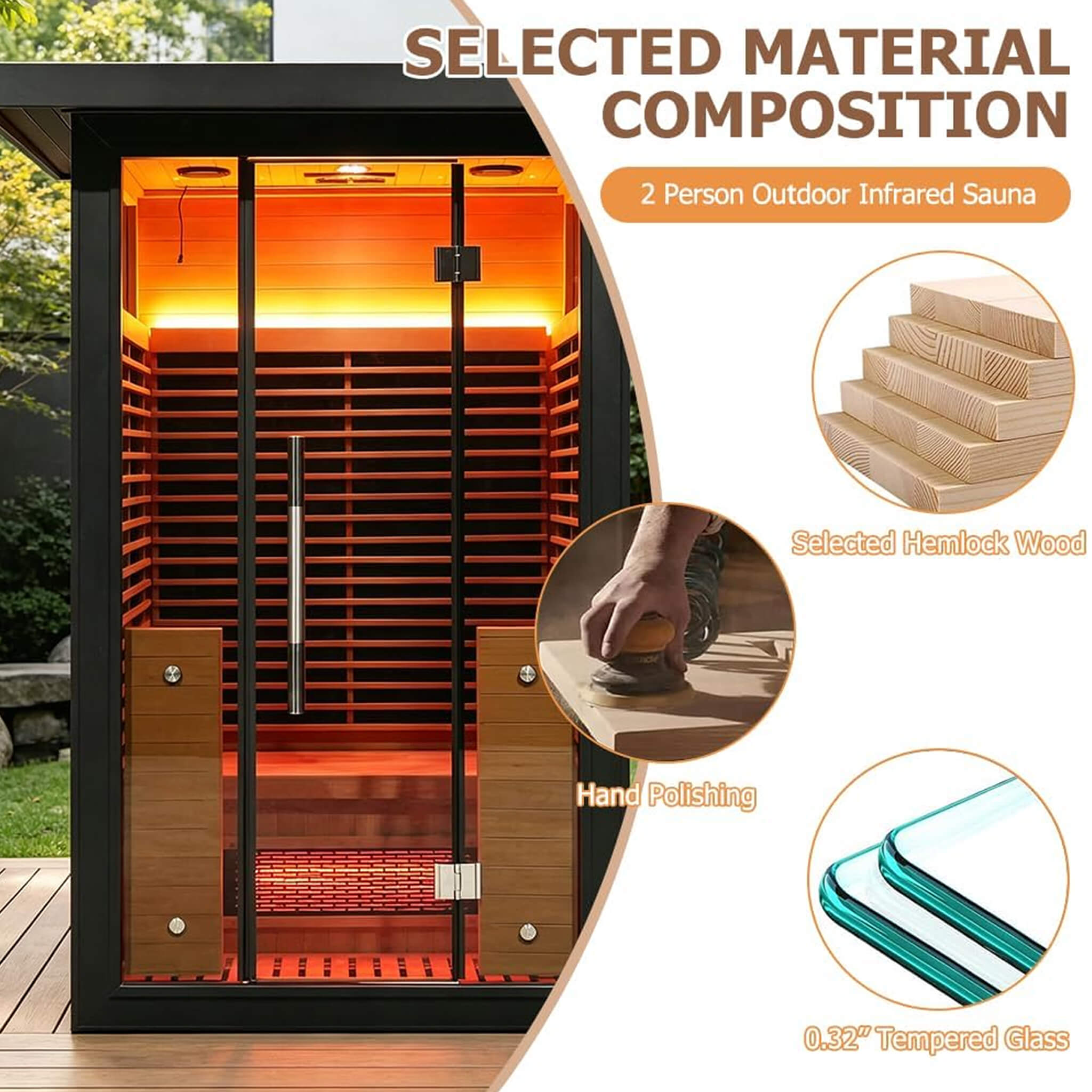 Thermora Lugano 2-Person Full-Spectrum Outdoor Sauna