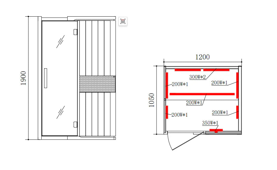 Infrared Sauna - Milano Series 2-Person (Full Spectrum + Red Light Heater)