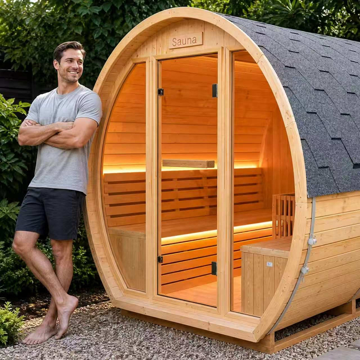 Finnish Carbonized Spruce Outdoor Sauna Barrel
