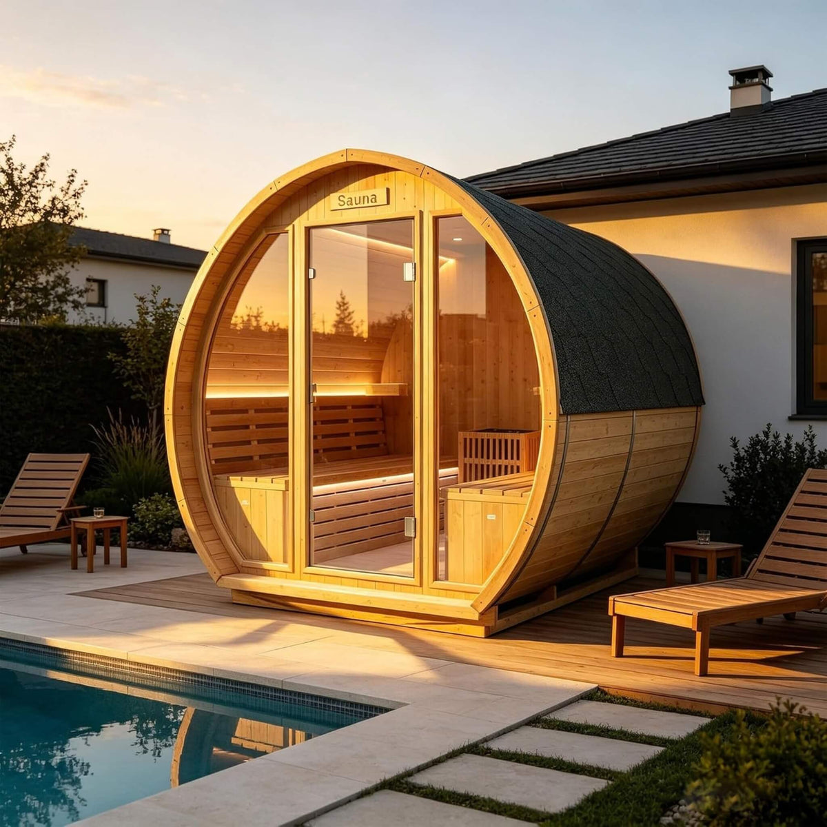 Thermora Varenna – 6-Person Outdoor Barrel Sauna with 9 kW Heater
