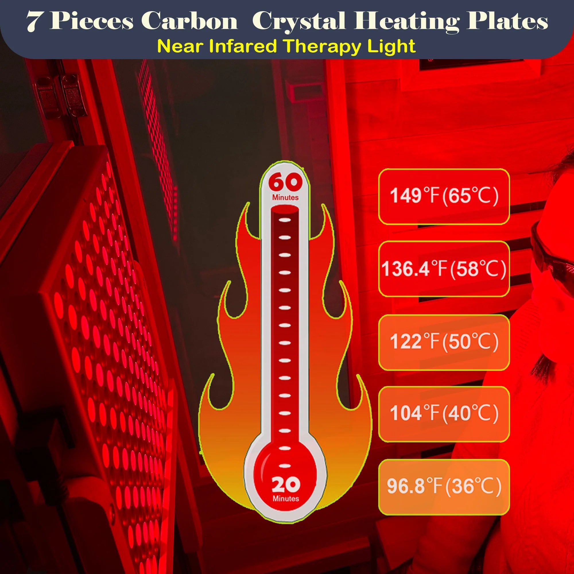 Infrared Sauna with Beaty Lamps, 1-Person Indoor Dry Sauna with 7 Colors Light, Low EMF Okoume Wood Home Sauna Room 7 Carbon Crystal Heaters