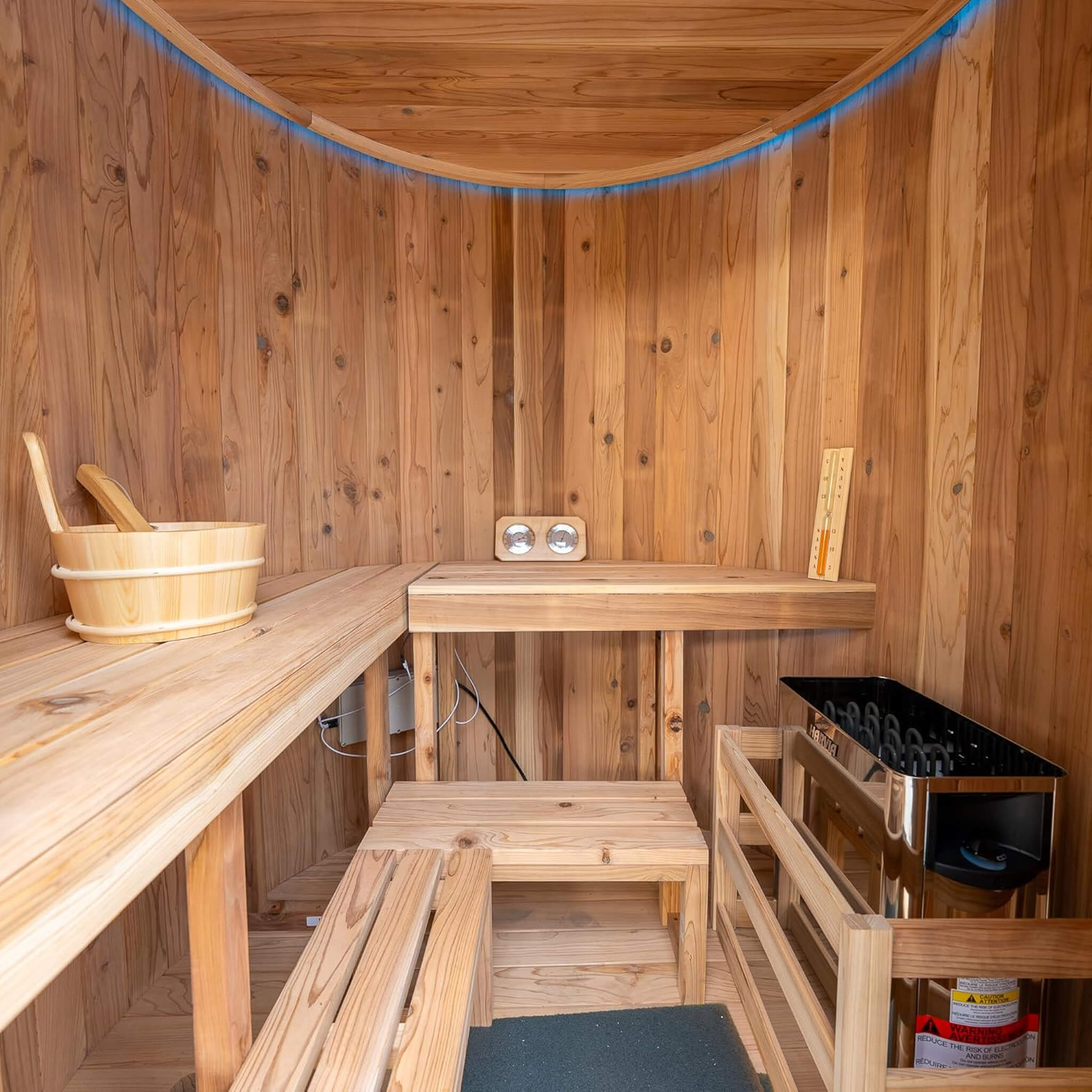 Thermora Barcelona 4-Person Vertical Barrel Sauna With 6 kW Heater