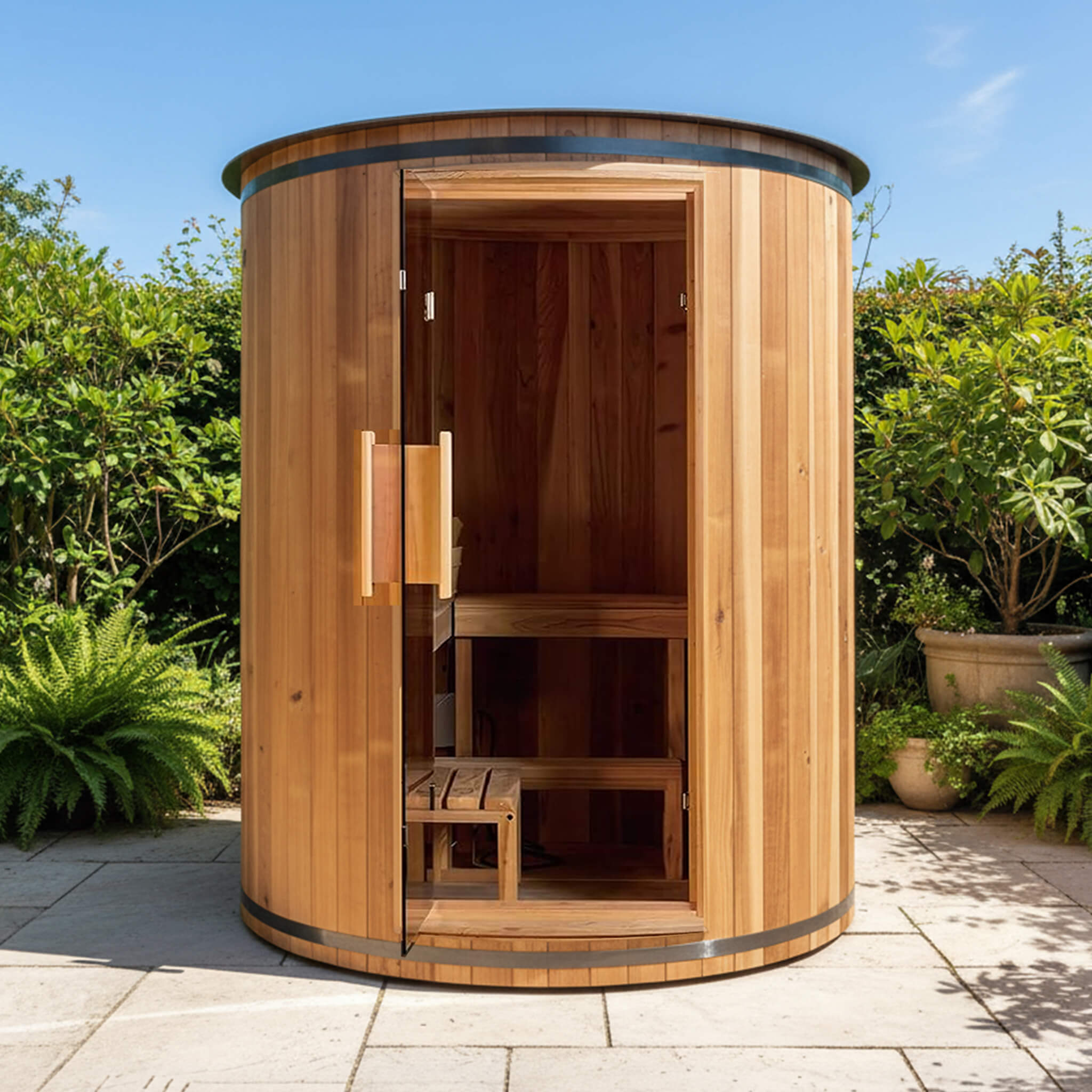 Thermora Barcelona 4-Person Vertical Barrel Sauna With 6 kW Heater