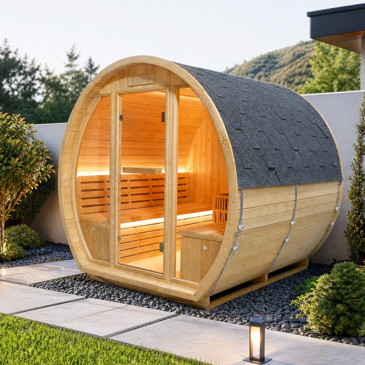 Finnish Carbonized Spruce Outdoor Sauna Barrel