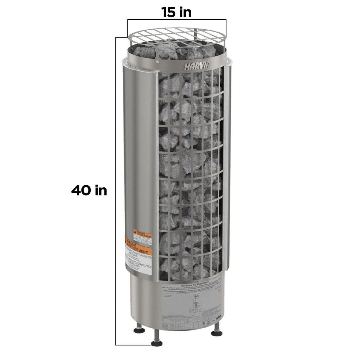 Harvia Cilindro UL Certified Electric Sauna Heater With Xenio CX45 Digital Control Panel & Sauna Stones [PC60/80/90/110E]
