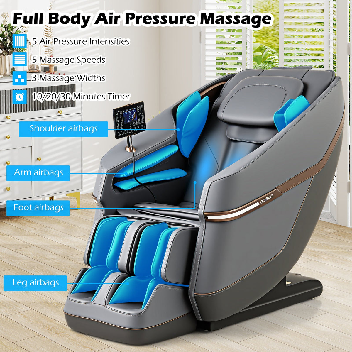 Relaxation 48 - Full Body Zero Gravity Massage Chair SL Track Recliner with Touch Screen