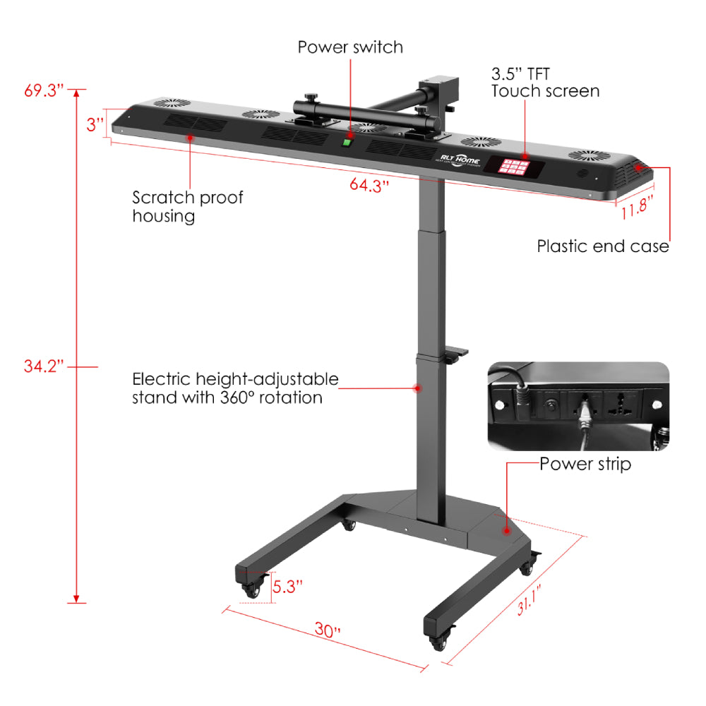 Red Light Therapy Panel -Total Spectrum ULTRA (Full Body System + Electric Stand)