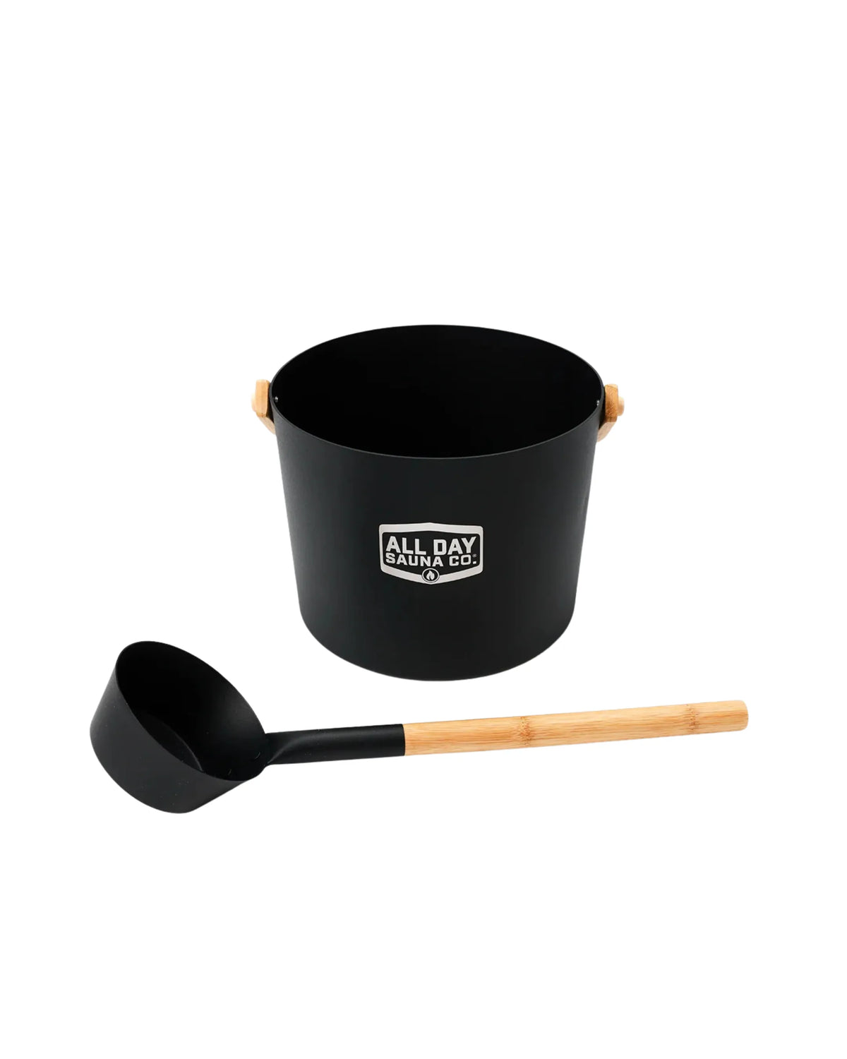 Sauna Premium Metal & Wood Water Bucket & Ladle