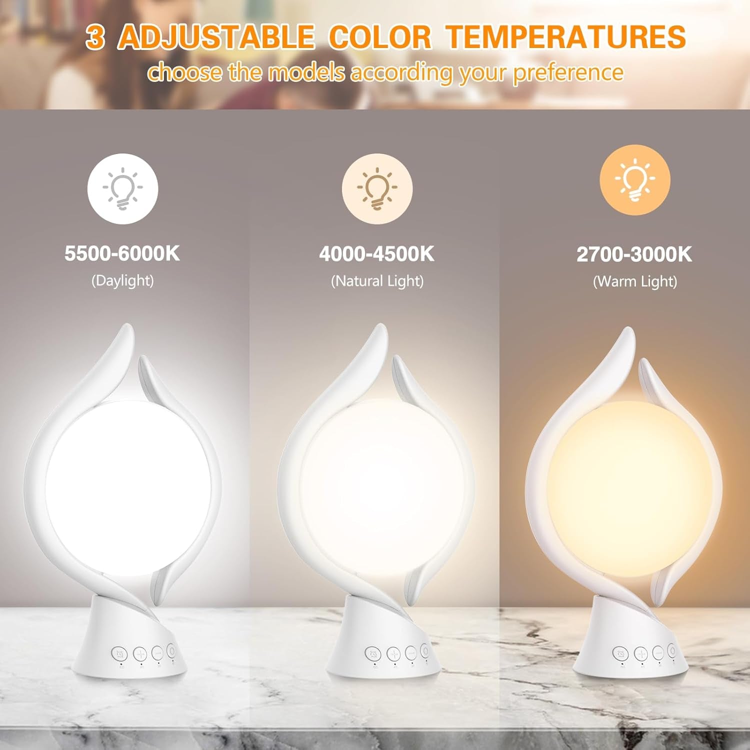 Light Therapy Lamp 10000 Lux, Uv-Free Therapy Light with 5 Brightness, 3 Color Temperature, 4 Timer, Memory Function, Full Spectrum, Bright Seasonal Sun Light Lamp for Bedroom, Office